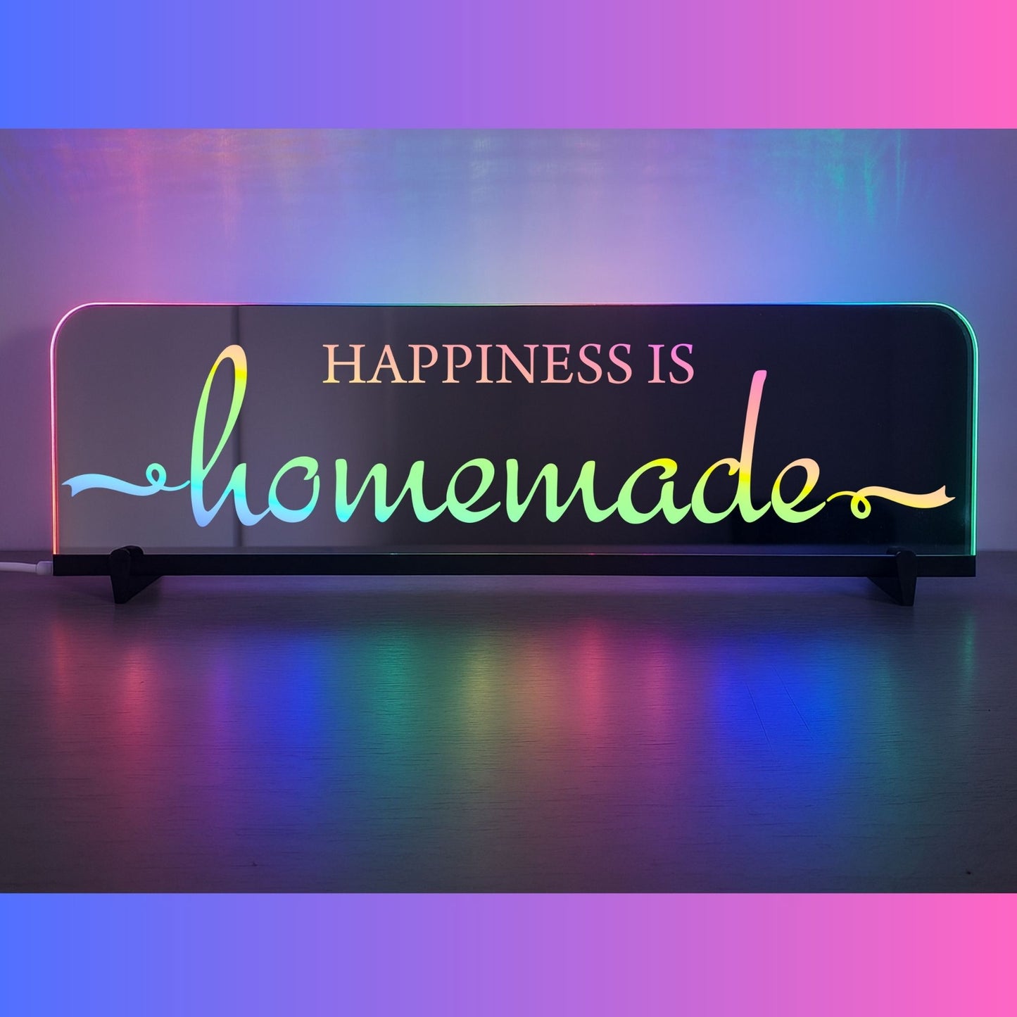 Phoenix Lights Personalised L.E.D Mirror Happiness is homemade