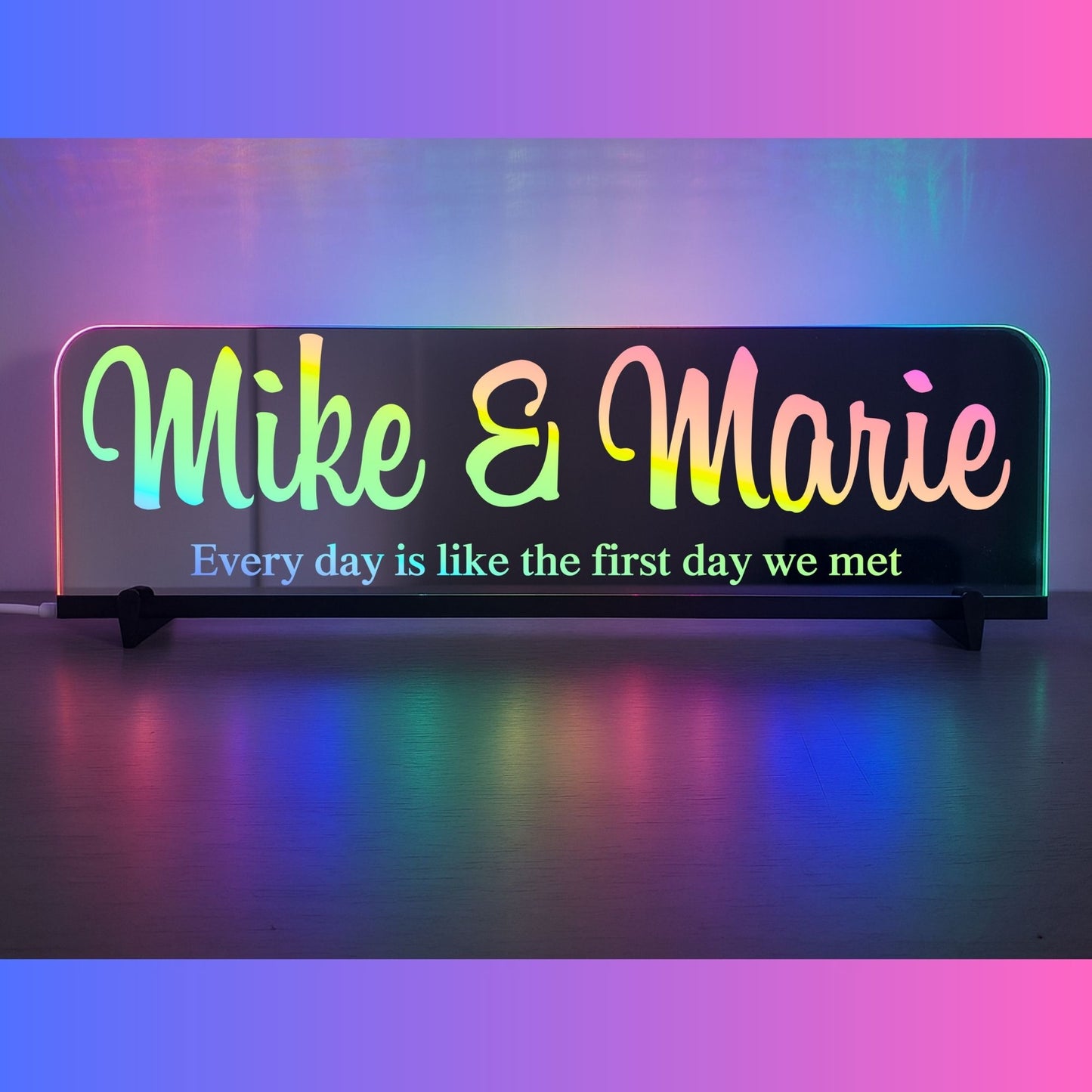 Phoenix Lights Personalised L.E.D Mirror The day we met