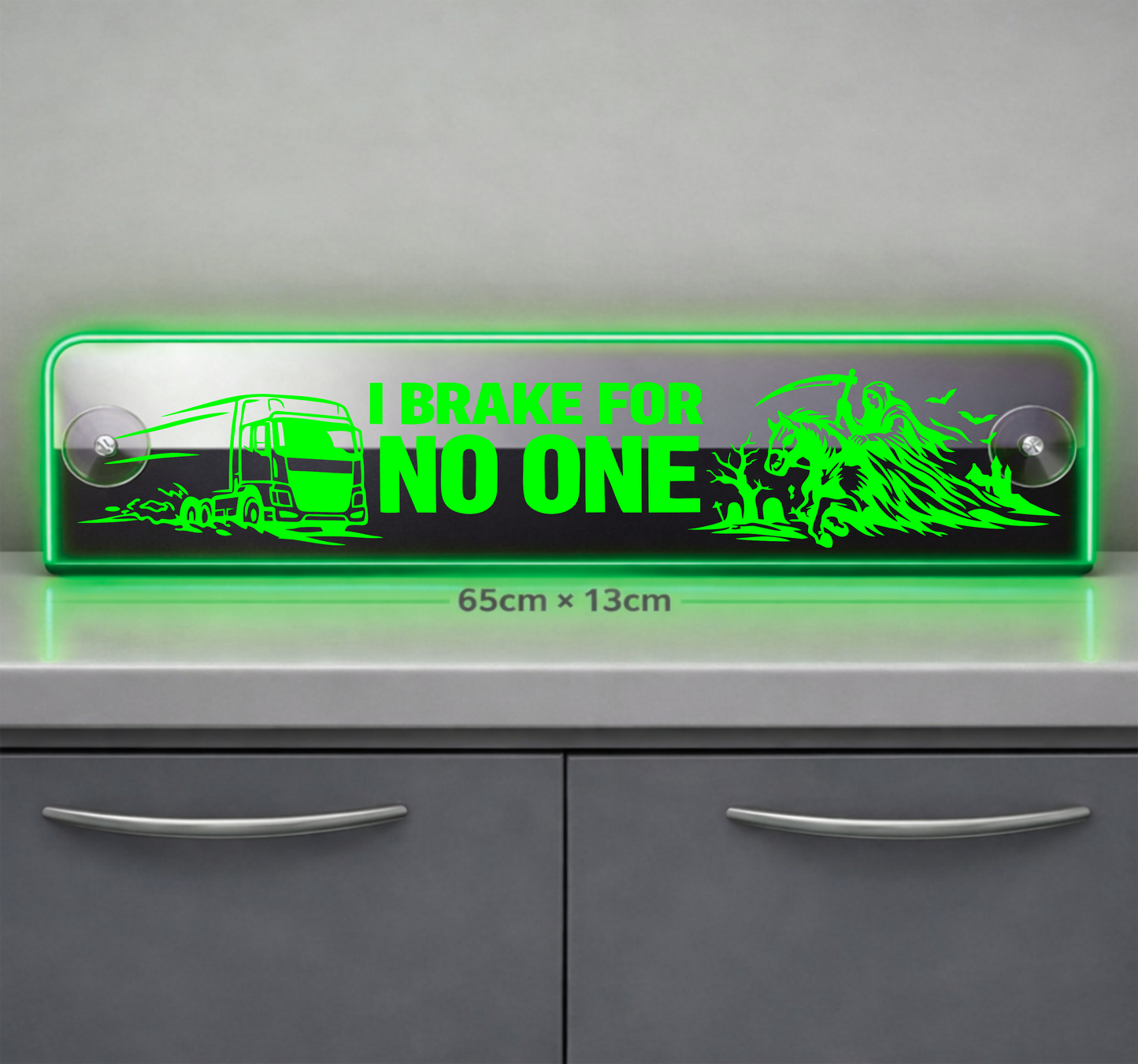 Extra Large Truck Window LED Mirror Light – Customisable RGB Display i brake for no one