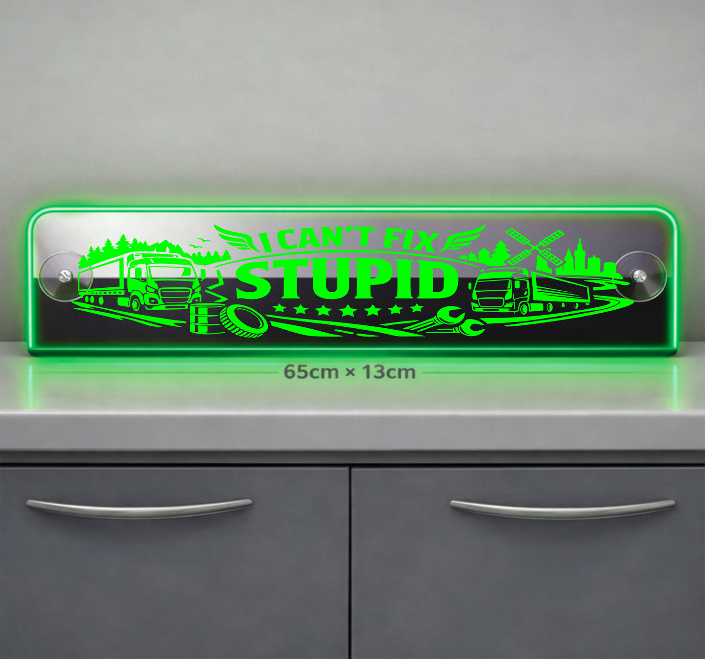 Extra Large Truck Window LED Mirror Light – Customisable RGB Display cant fix stupid