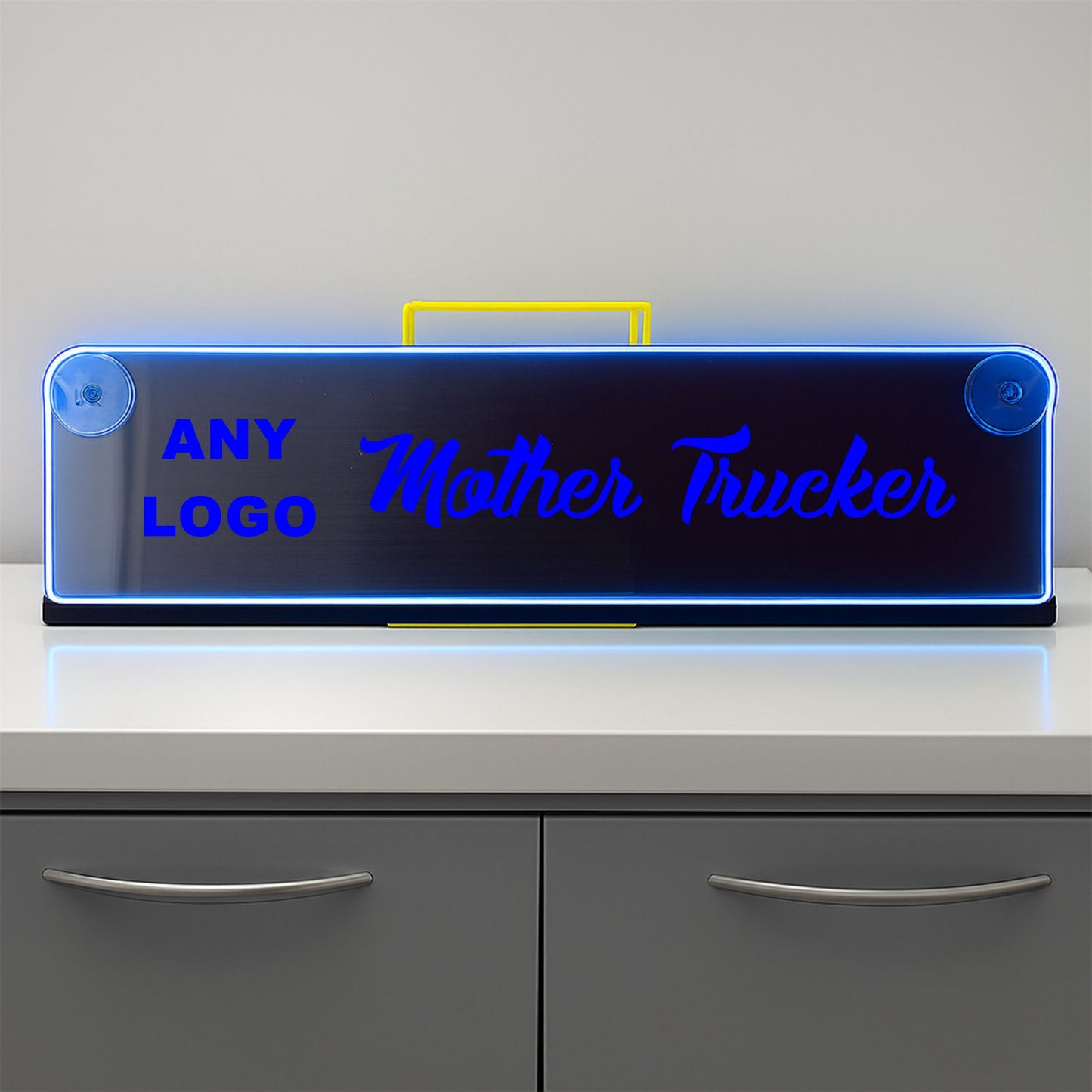 Any logo Mother trucker Window LED Mirror Light – Customisable RGB Display