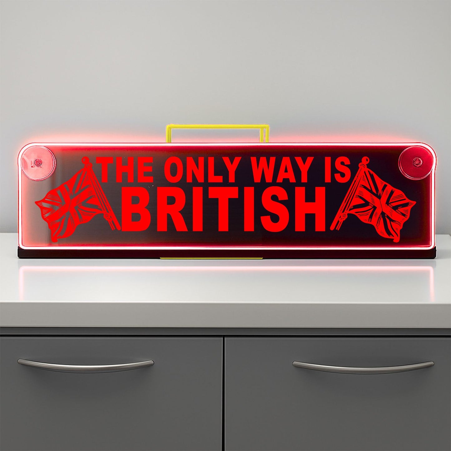 The Only Way Is British Window LED Mirror Light – Customisable RGB Display