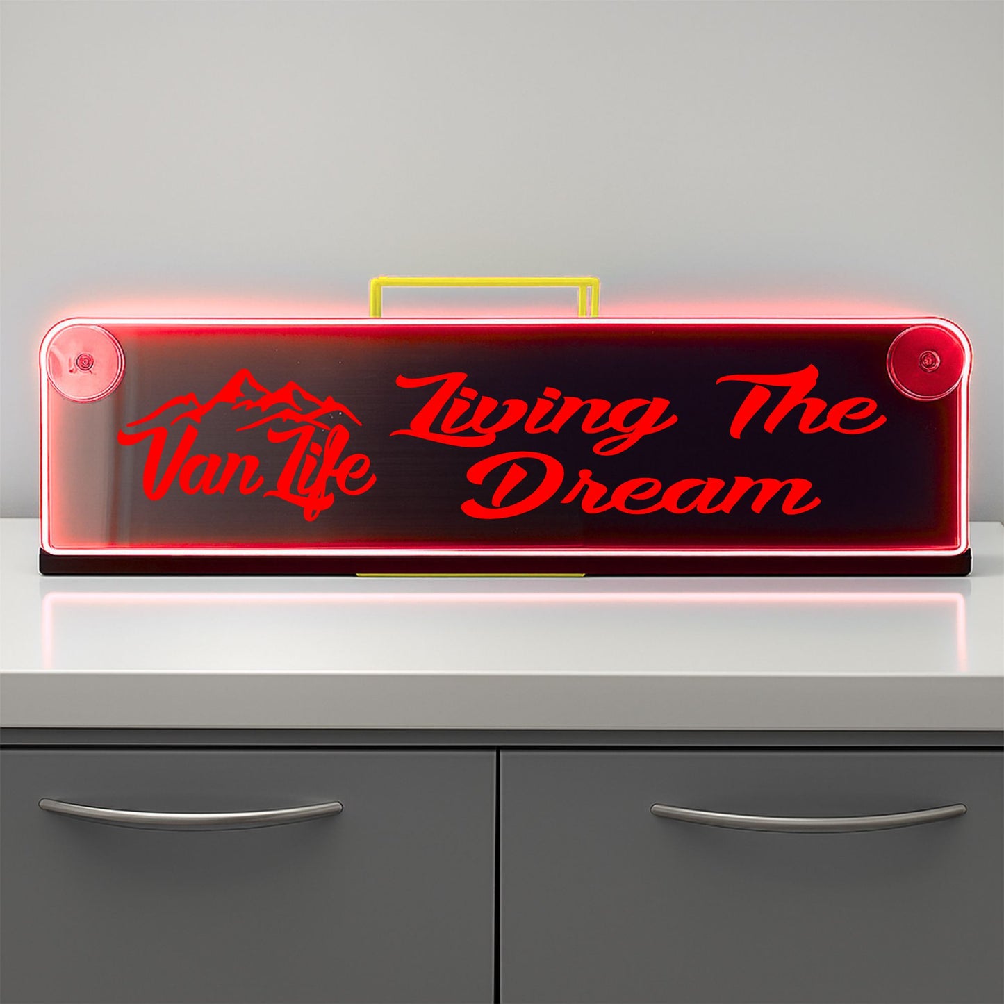 Van life Living the dream Window LED Mirror Light – Customisable RGB Display