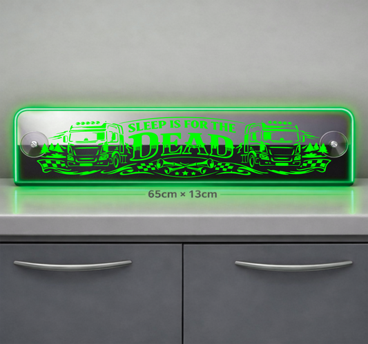 Extra Large Truck Window LED Mirror Light – Customisable RGB Display Sleep is for the dead