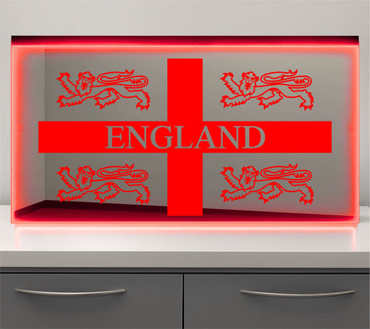 England with lions Bulkhead LED Mirror Light – Customisable RGB Display