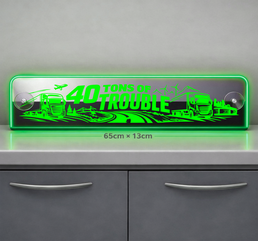 Extra Large Truck Window LED Mirror Light – Customisable RGB Display 40 tons of trouble