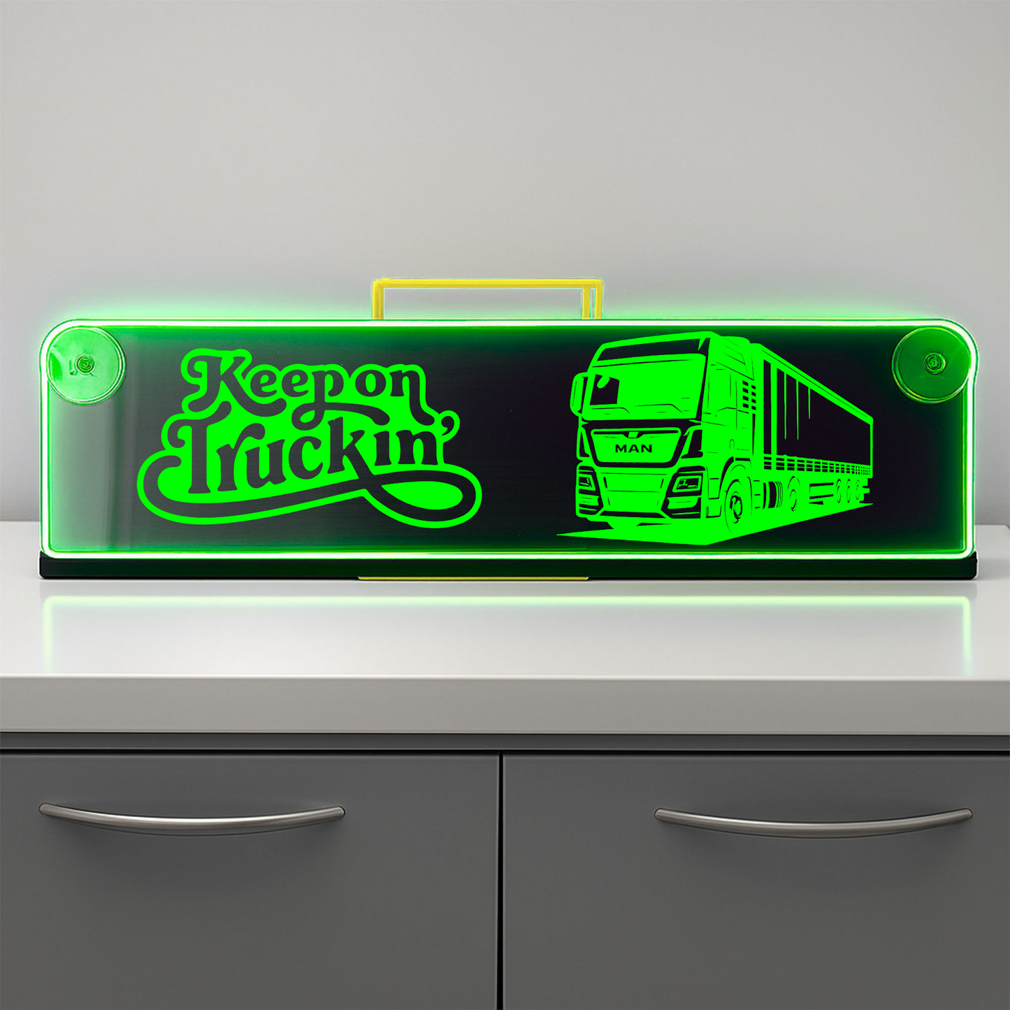 Man truck Keep on truckin Window LED Mirror Light – Customisable RGB Display