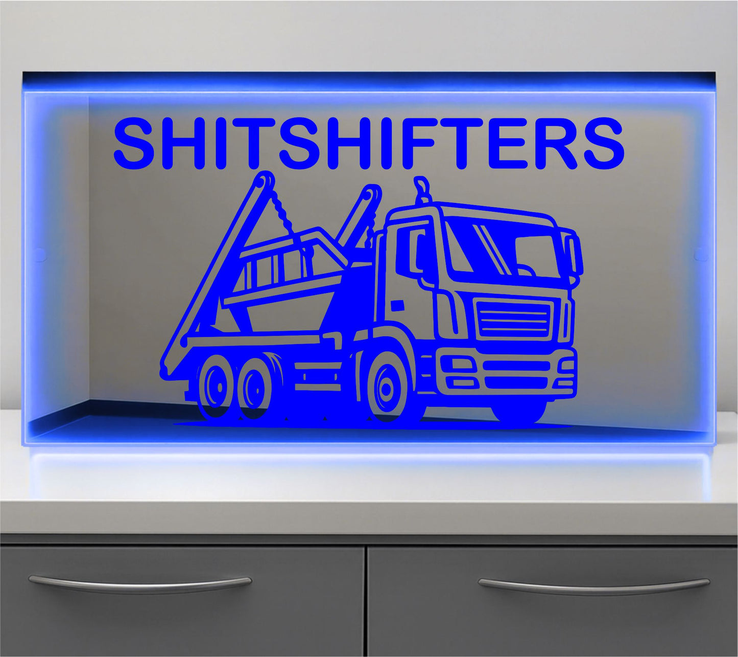 Skip Wagon any text Bulkhead LED Mirror Light – Customisable RGB Display