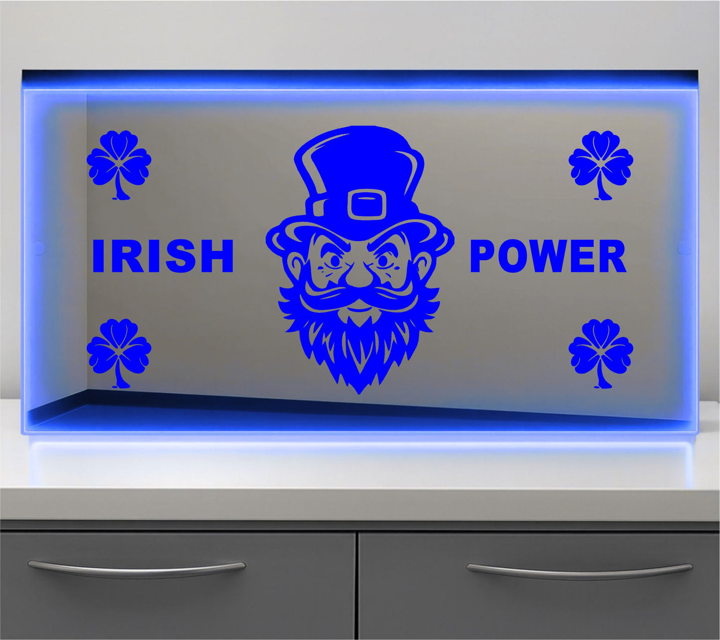 Irish Power Bulkhead LED Mirror Light – Customisable RGB Display