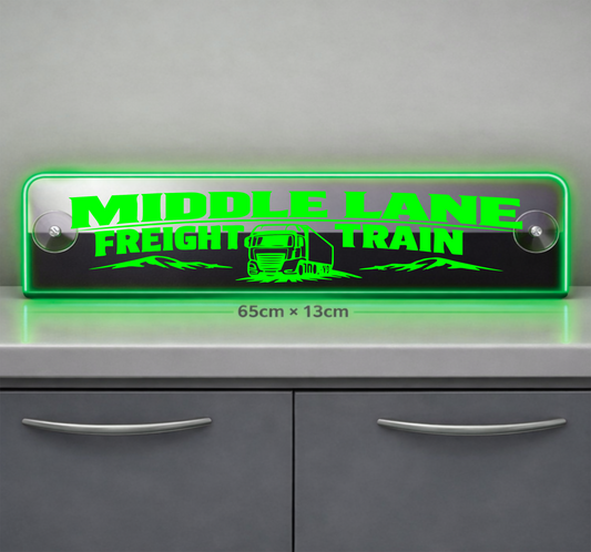 Extra Large Truck Window LED Mirror Light – Customisable RGB Display Middle lane freight train