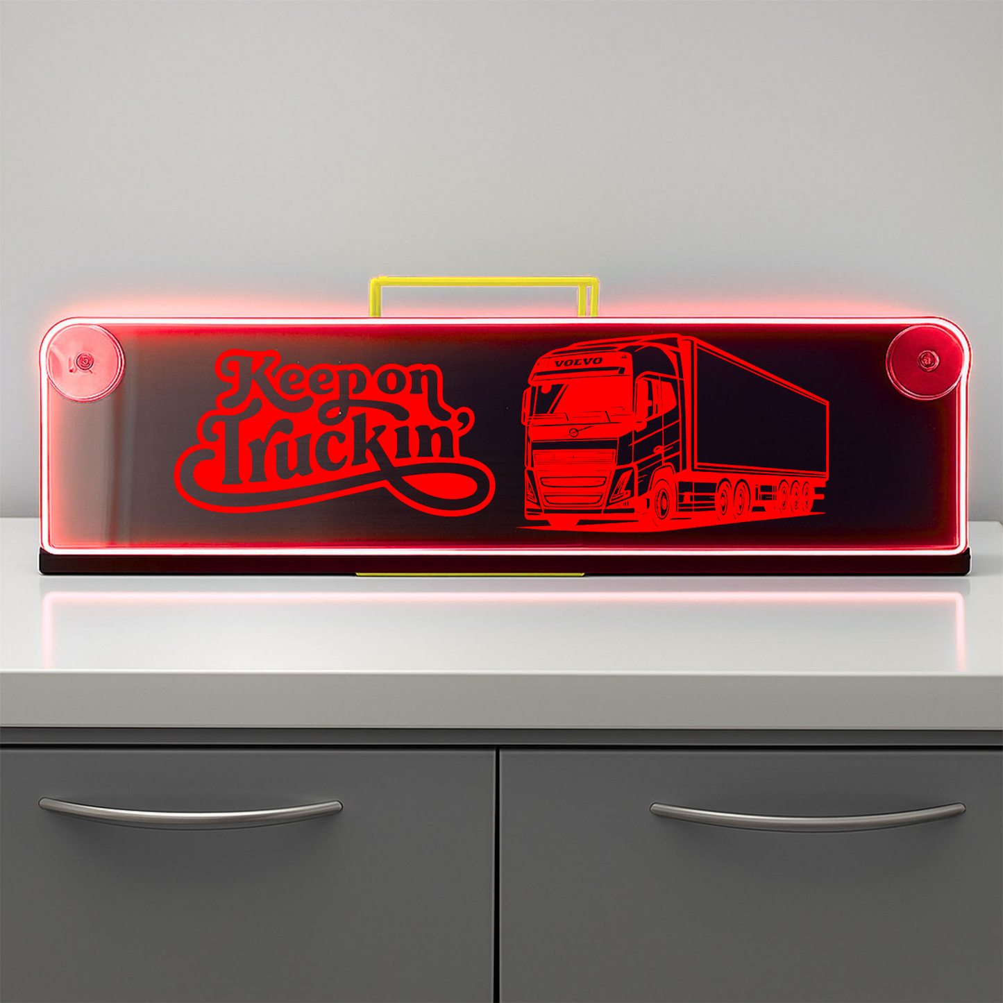 Volvo truck keep on truckin Window LED Mirror Light – Customisable RGB Display