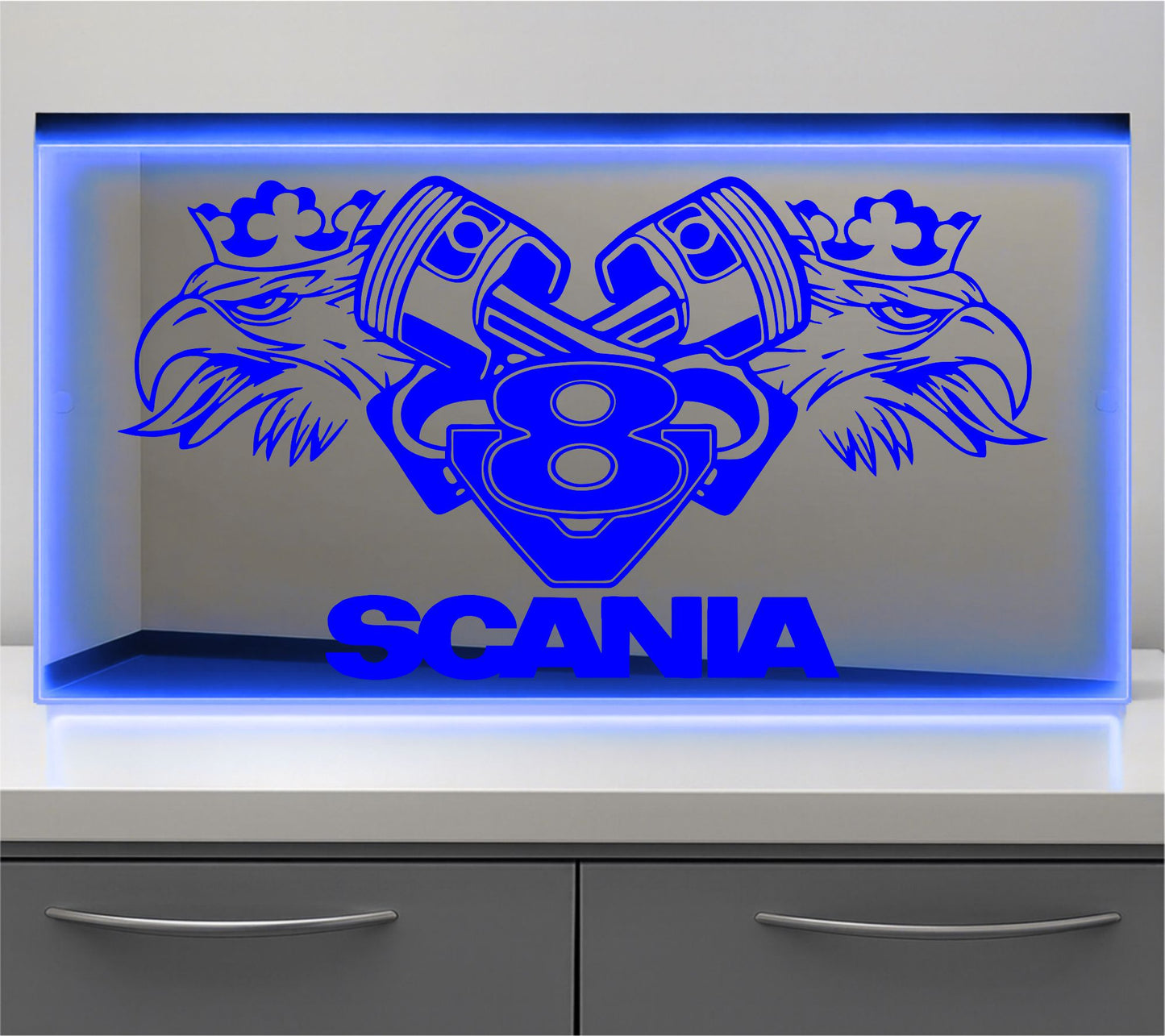 Scania V8 Bulkhead LED Mirror Light – Customisable RGB Display