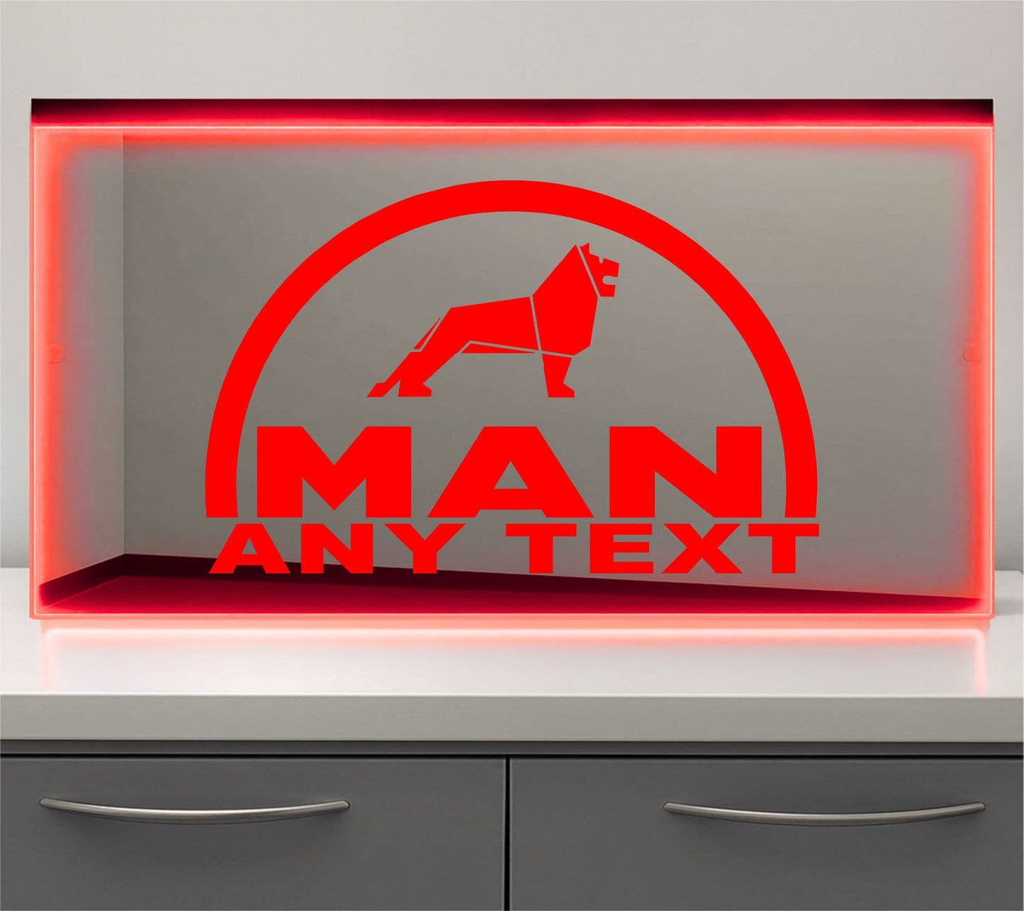 Any Text Man Bulkhead LED Mirror Light – Customisable RGB Display