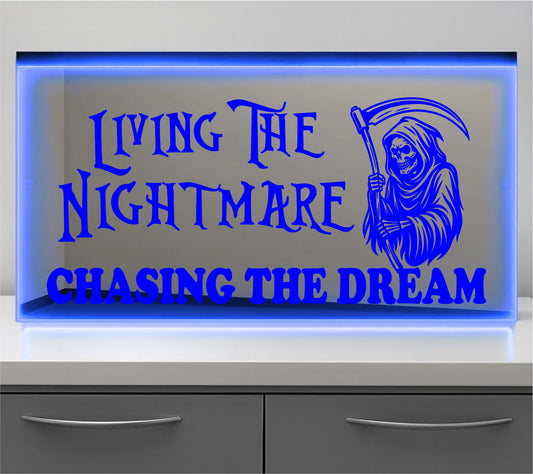 Living the nightmare grim reaper Bulkhead LED Mirror Light – Customisable RGB Display