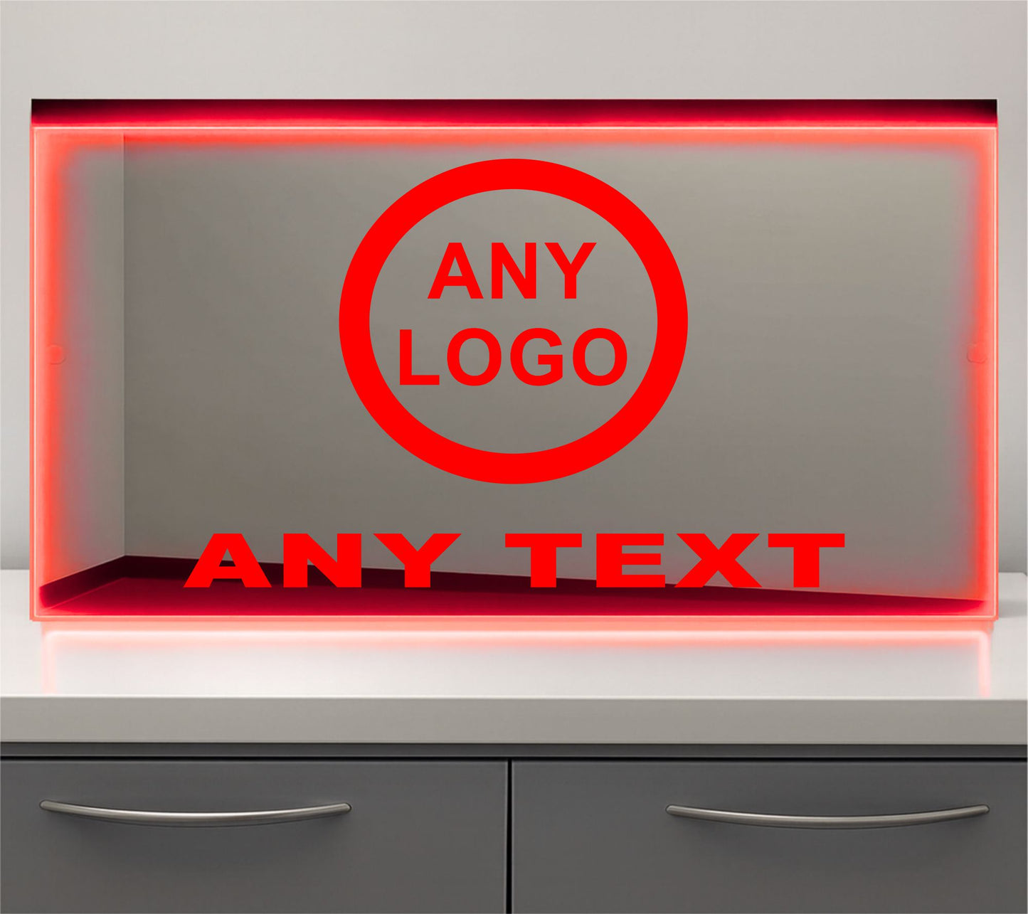 Any Logo Any Text Bulkhead LED Mirror Light – Customisable RGB Display