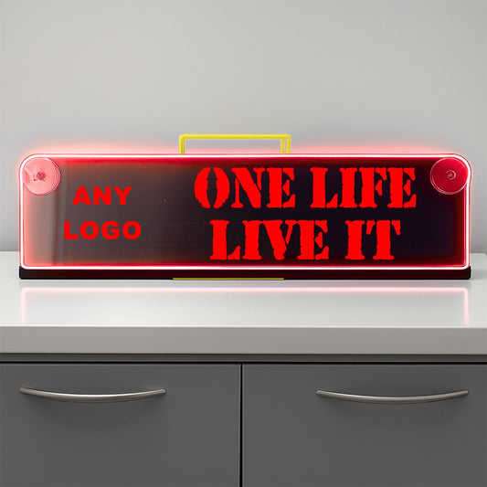 Any Logo one life live it Window LED Mirror Light – Customisable RGB Display