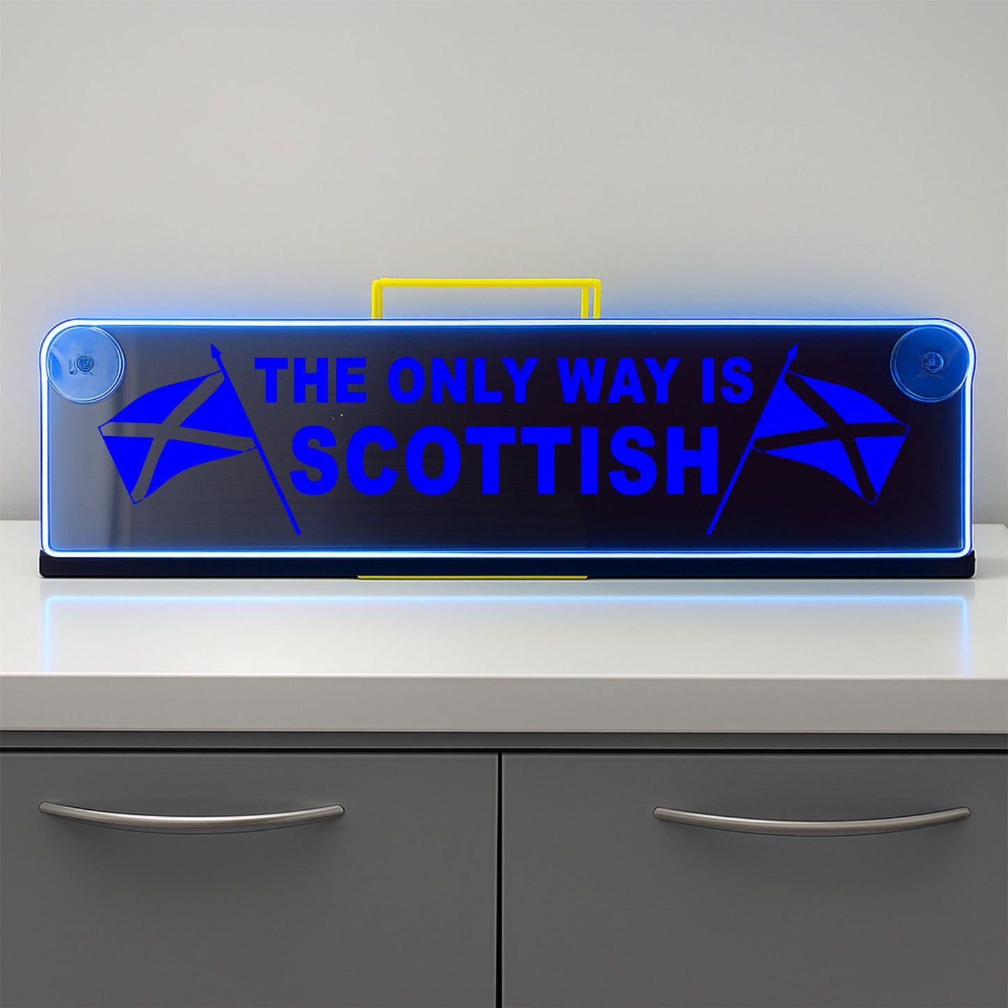 The Only Way Is Scottish Window LED Mirror Light – Customisable RGB Display