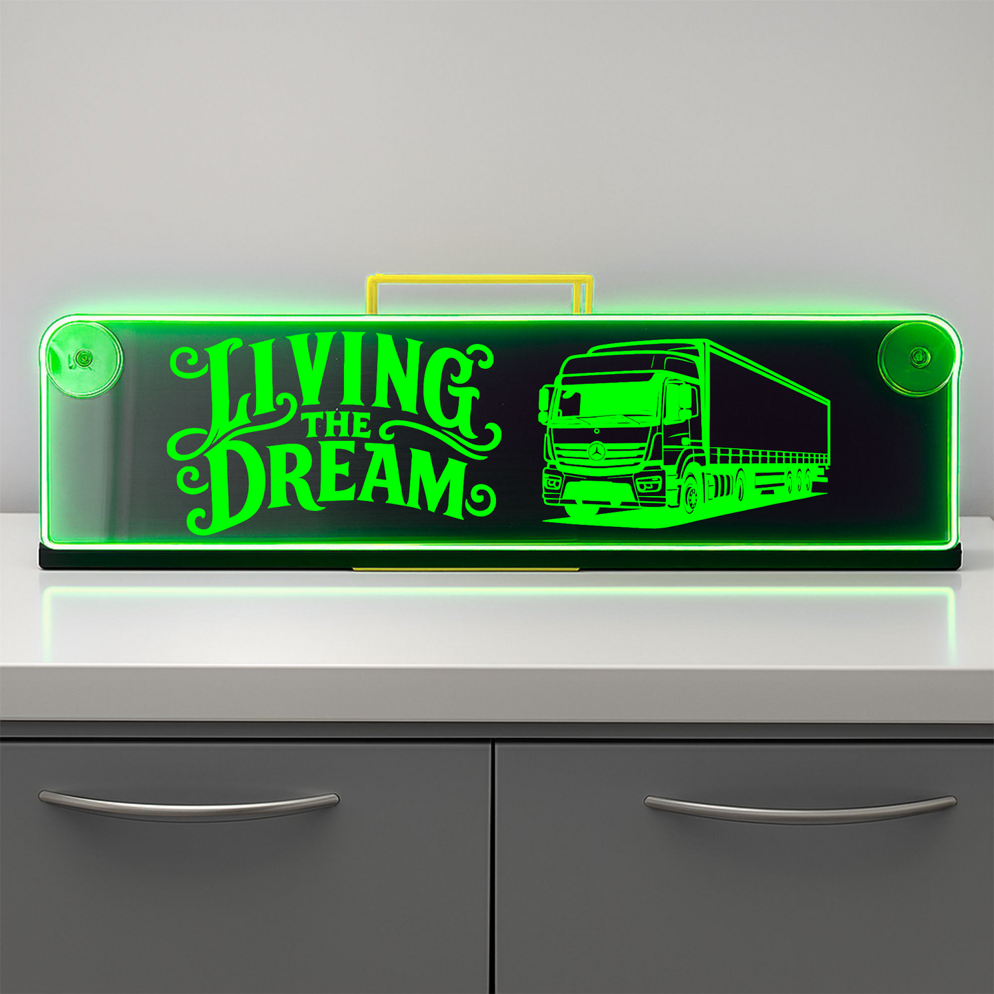 Mercedes truck Living the dream Window LED Mirror Light – Customisable RGB Display