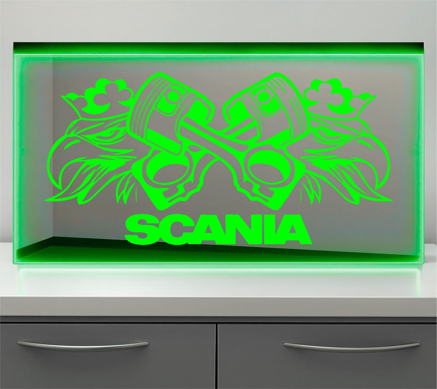 Scania pistons Bulkhead LED Mirror Light – Customisable RGB Display