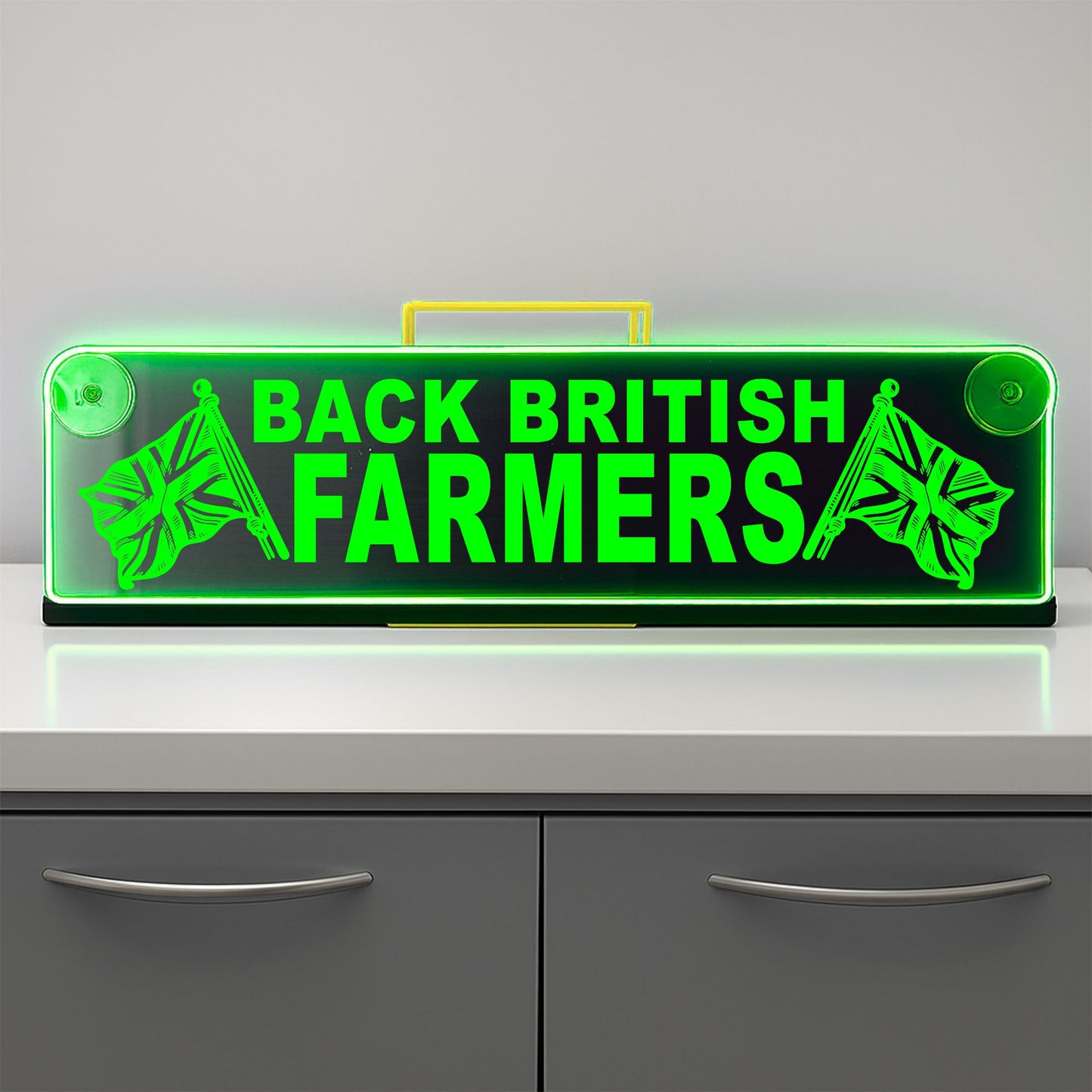 Back British Farmers Window LED Mirror Light – Customisable RGB Display