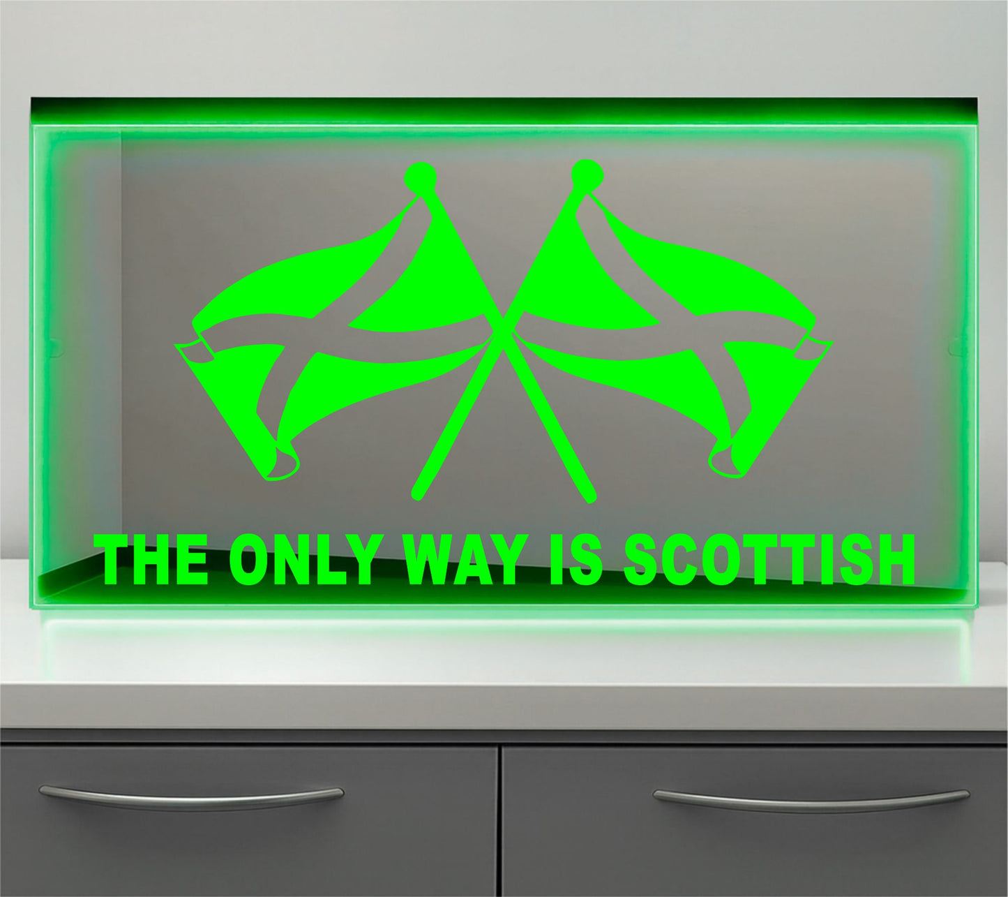 The only way is Scottish Bulkhead LED Mirror Light – Customisable RGB Display