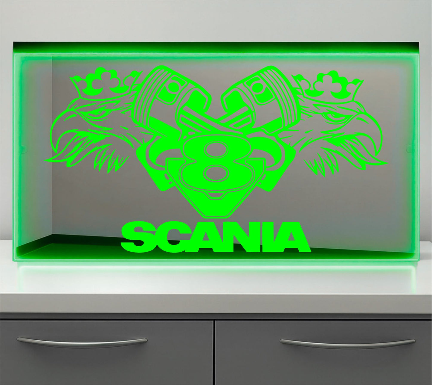 Scania V8 Bulkhead LED Mirror Light – Customisable RGB Display