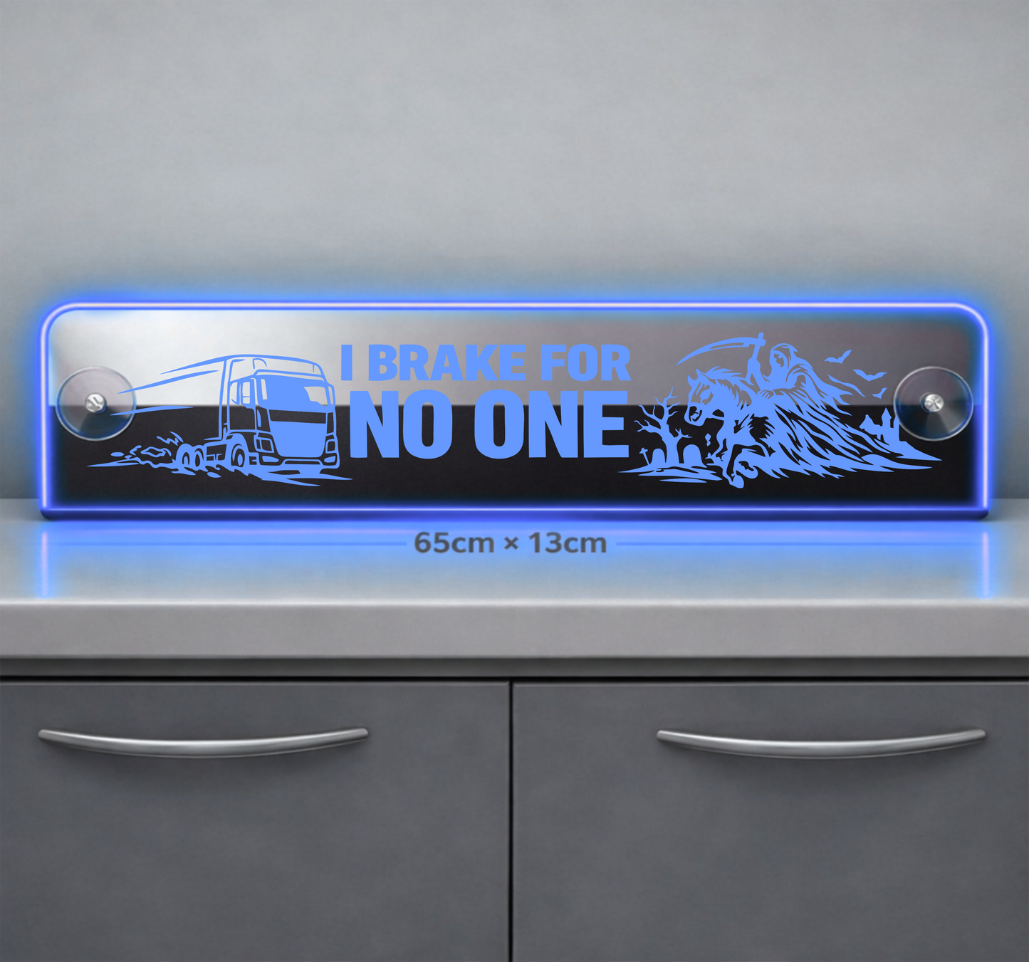 Extra Large Truck Window LED Mirror Light – Customisable RGB Display i brake for no one