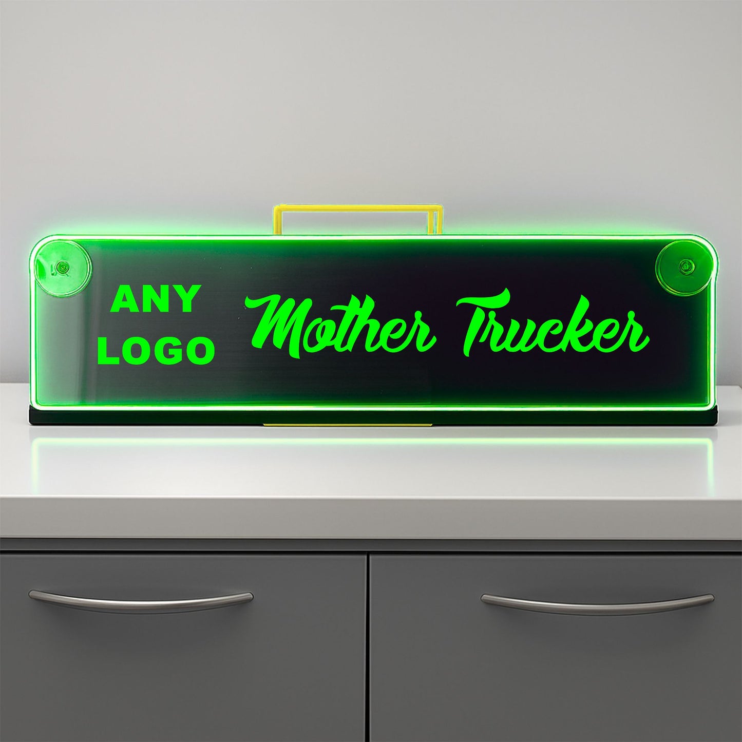 Any logo Mother trucker Window LED Mirror Light – Customisable RGB Display