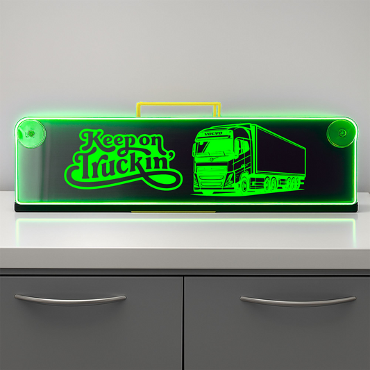 Volvo truck keep on truckin Window LED Mirror Light – Customisable RGB Display