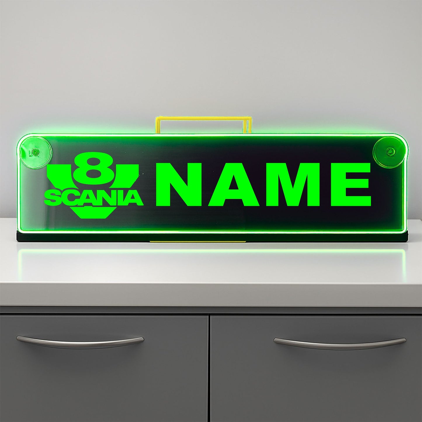 V8 any Text Window LED Mirror Light – Customisable RGB Display
