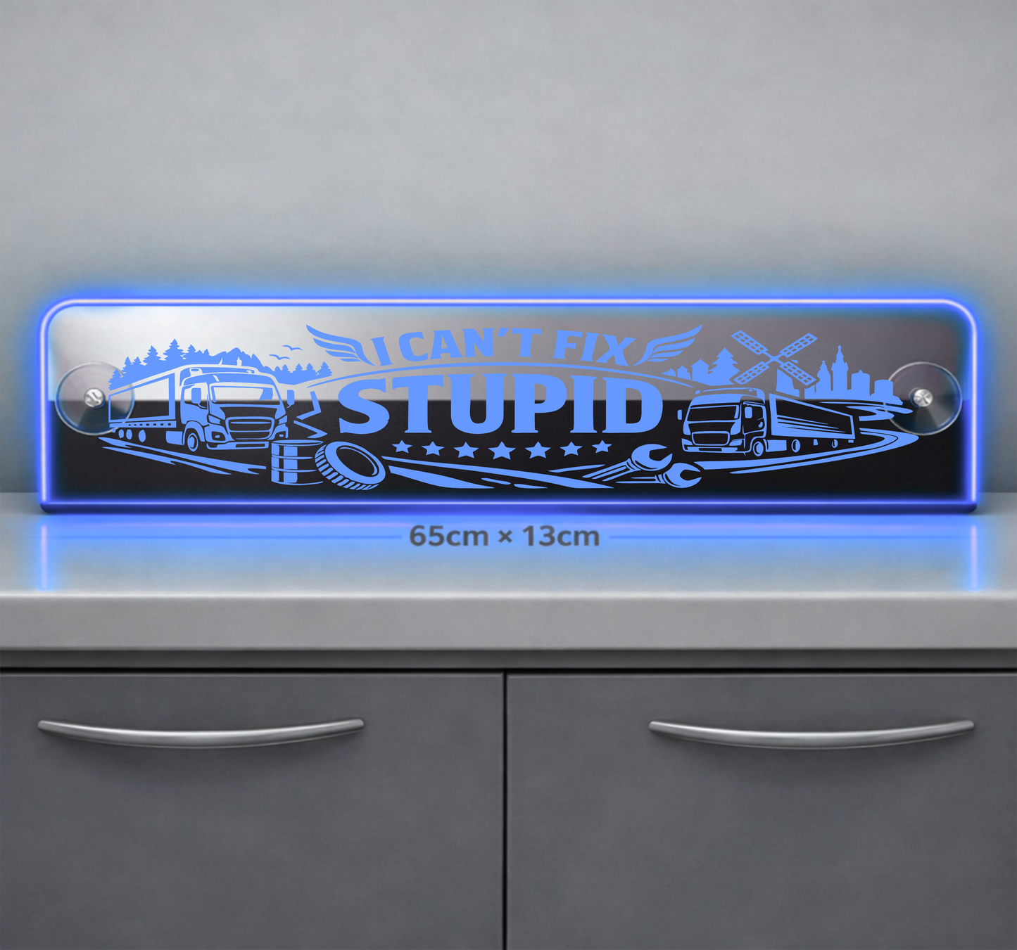 Extra Large Truck Window LED Mirror Light – Customisable RGB Display cant fix stupid