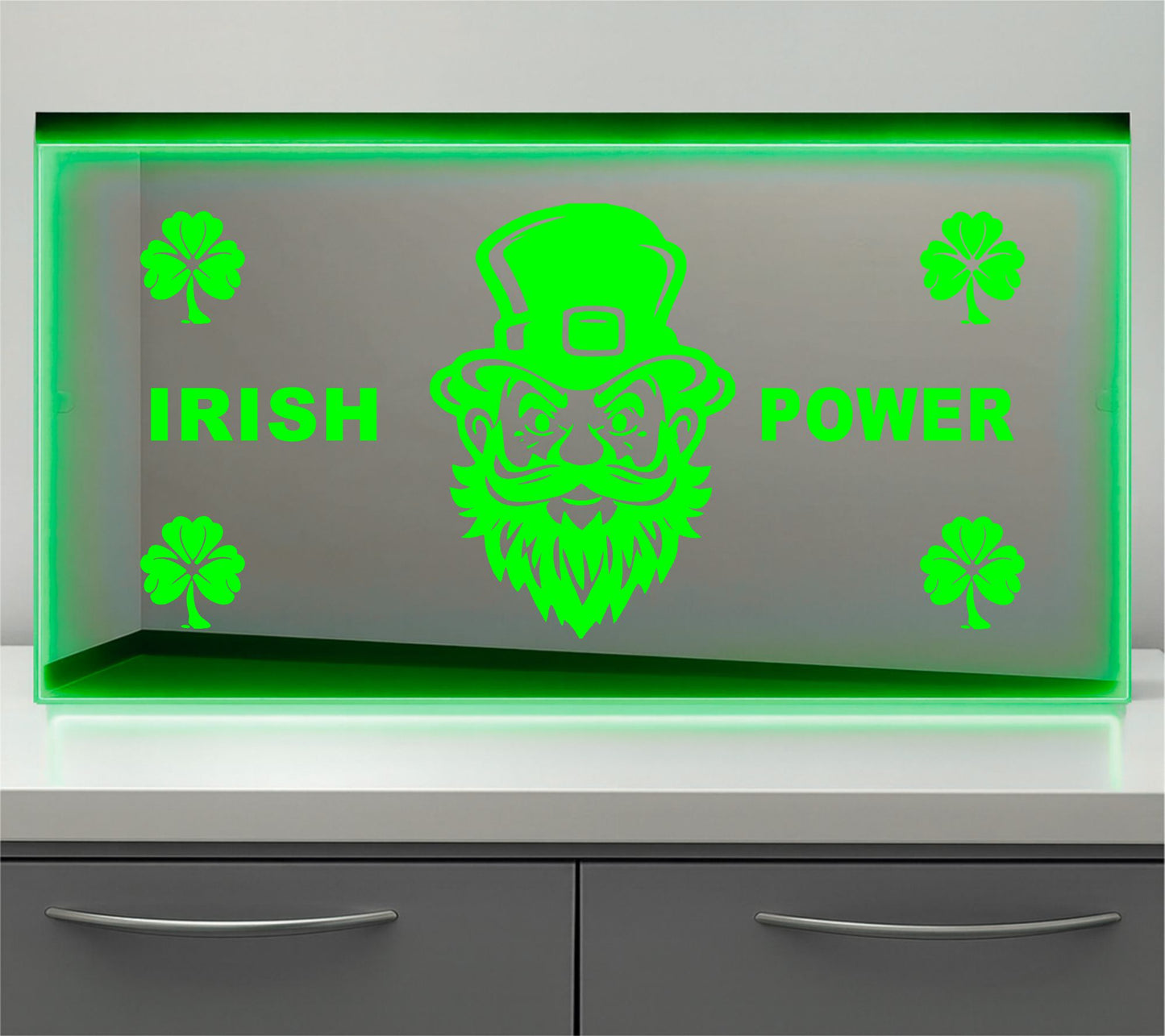 Irish Power Bulkhead LED Mirror Light – Customisable RGB Display