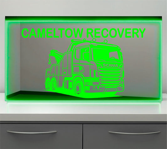 Recovery truck any text Bulkhead LED Mirror Light – Customisable RGB Display