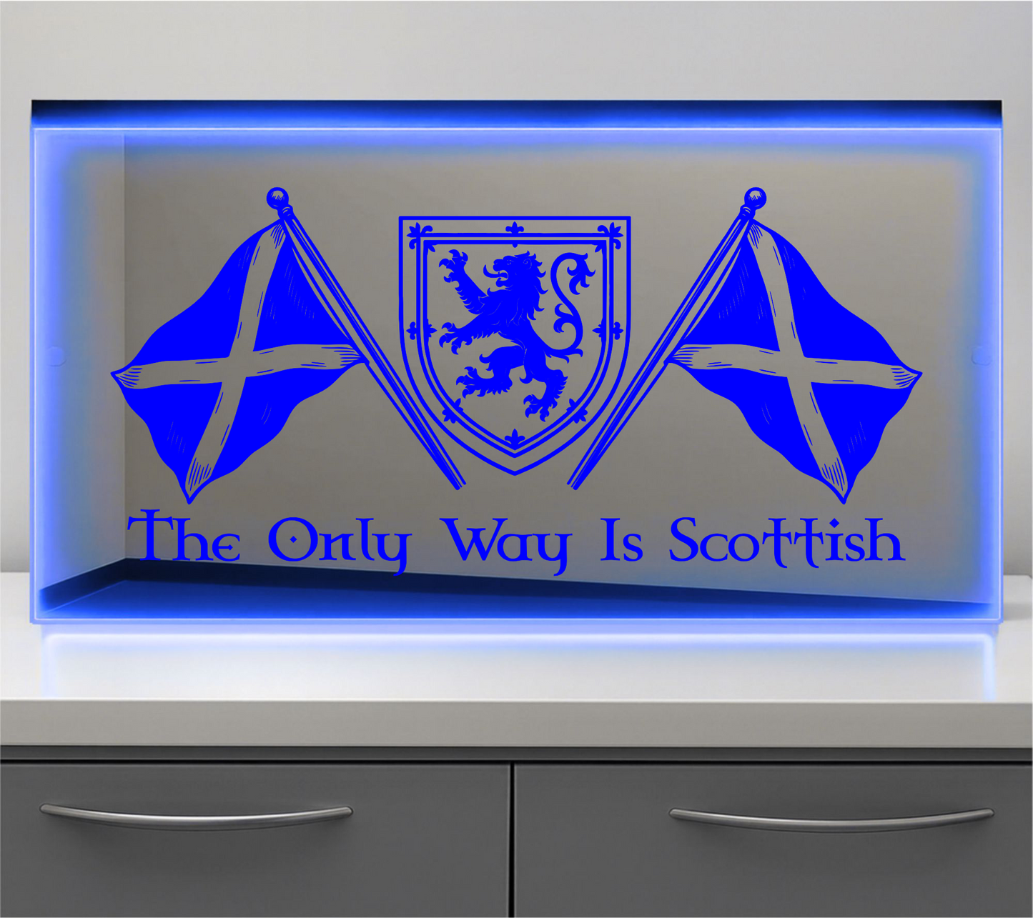 The only way is Scottish Lion Rampant Bulkhead LED Mirror Light – Customisable RGB Display