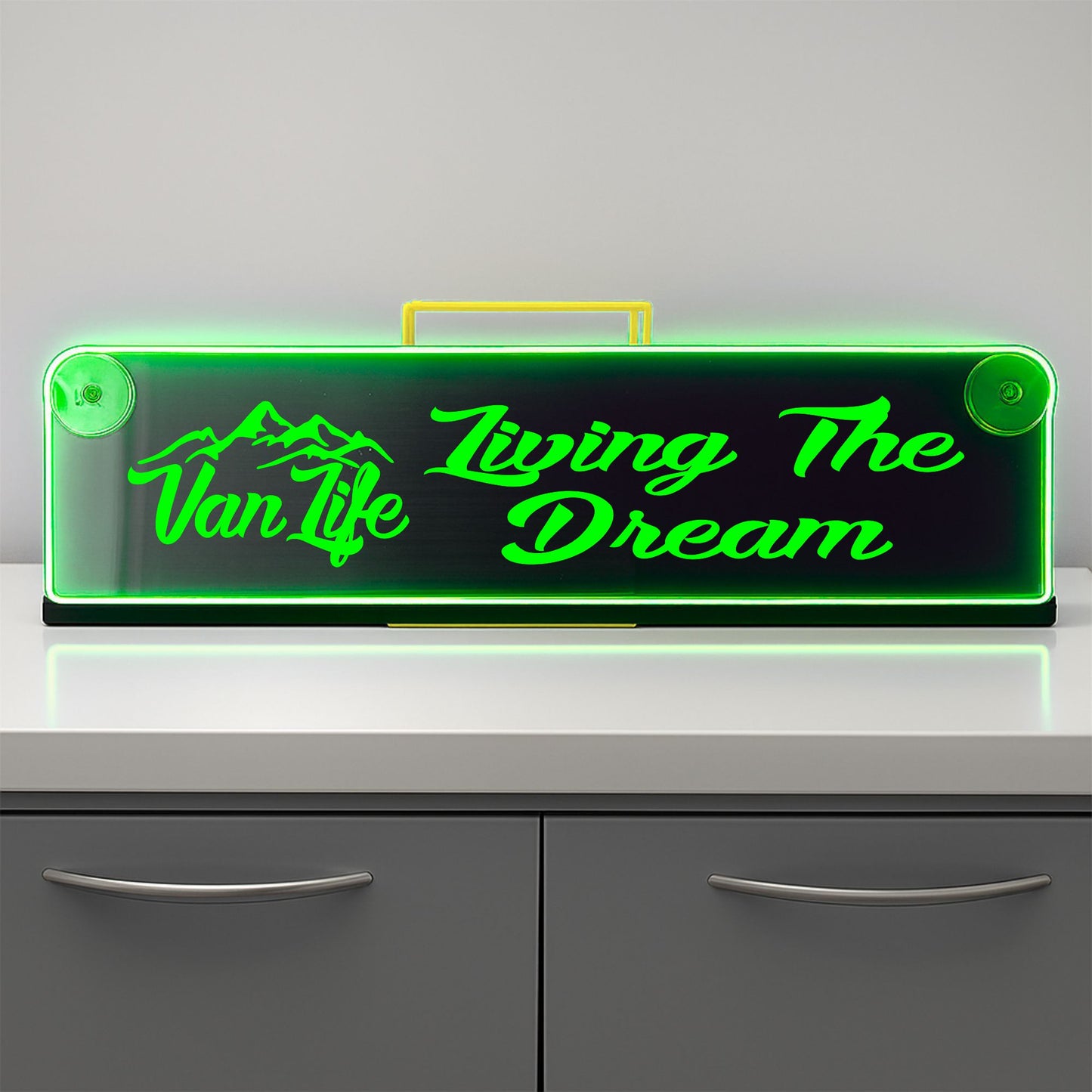 Van life Living the dream Window LED Mirror Light – Customisable RGB Display