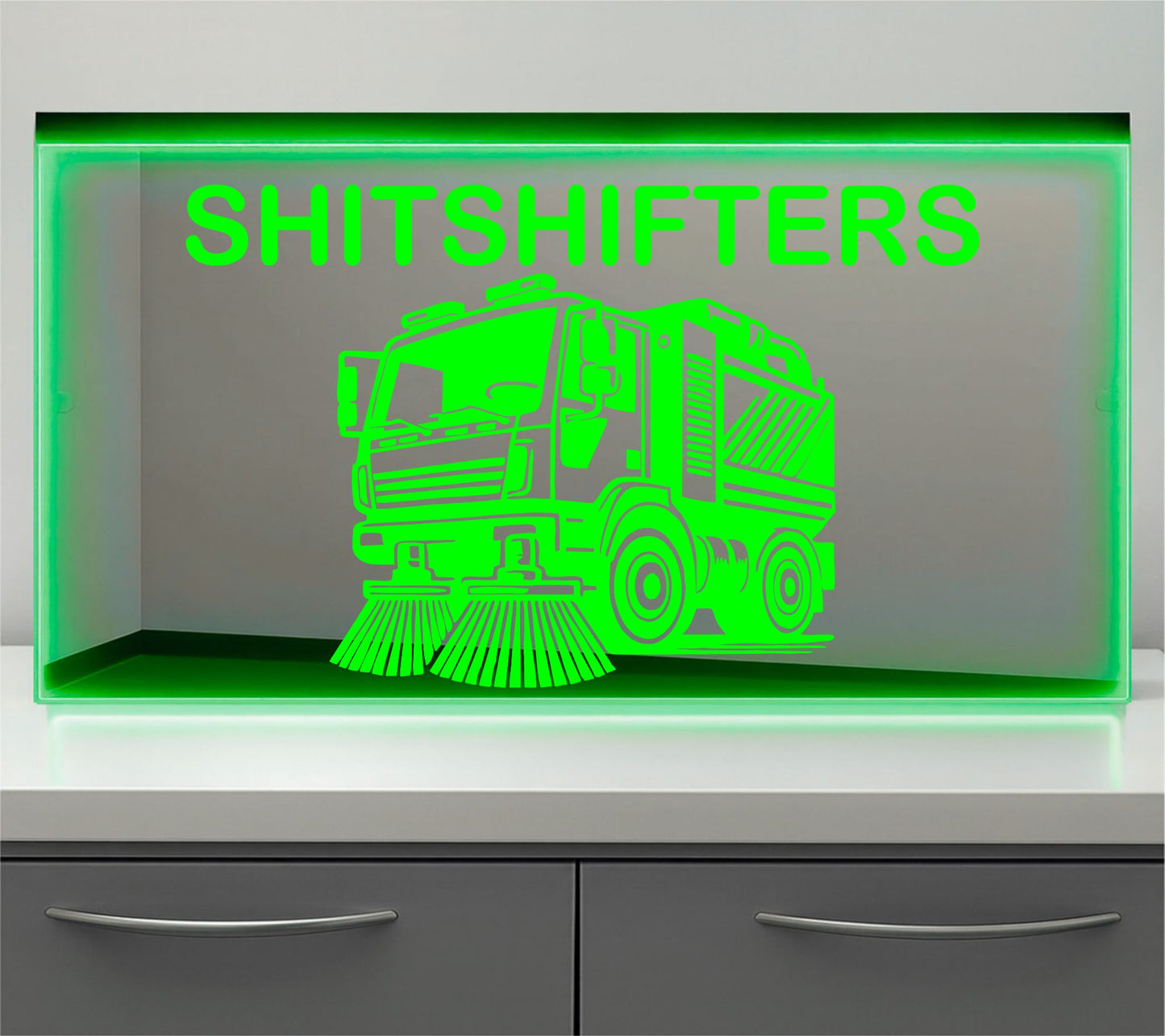 Sweeper any text Bulkhead LED Mirror Light – Customisable RGB Display