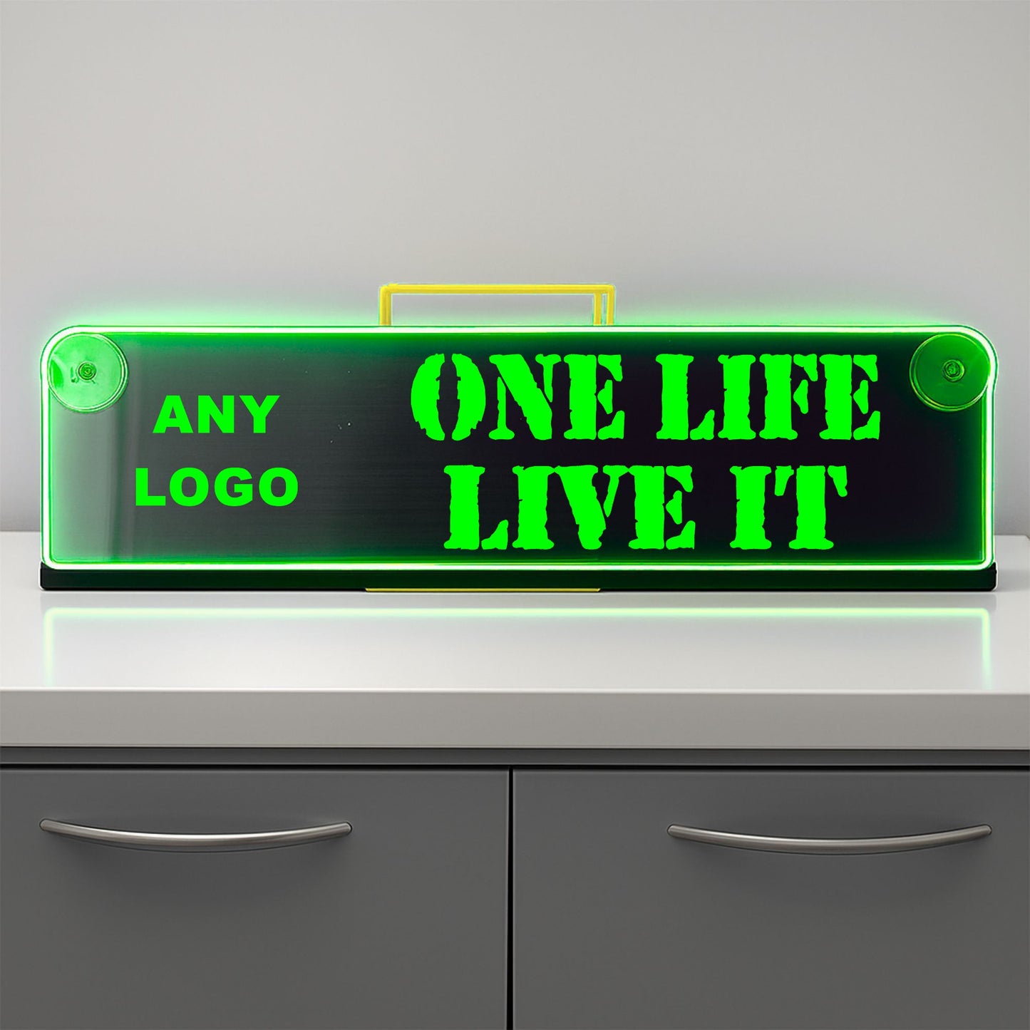 Any Logo one life live it Window LED Mirror Light – Customisable RGB Display