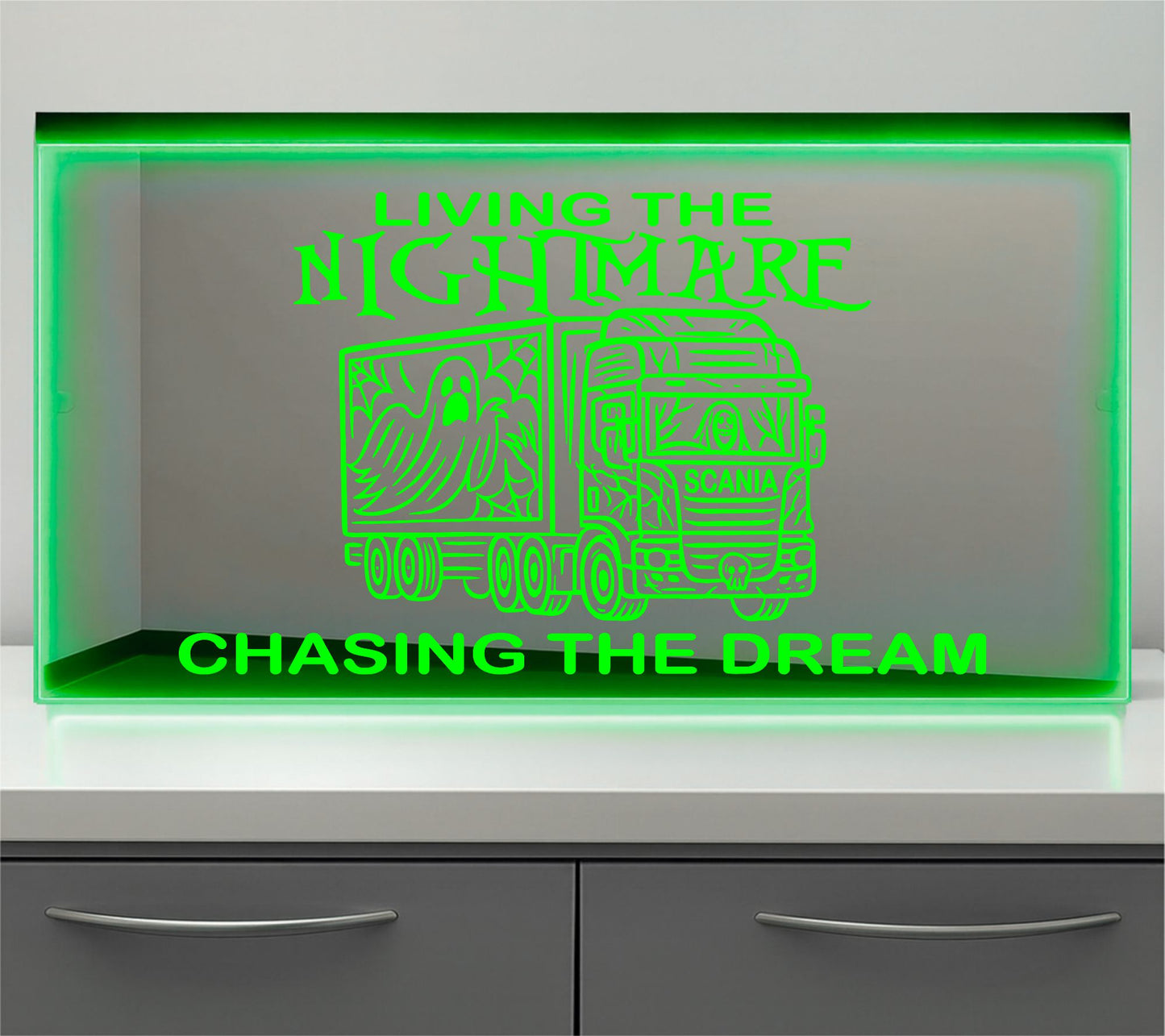 Living the nightmare truck Bulkhead LED Mirror Light – Customisable RGB Display