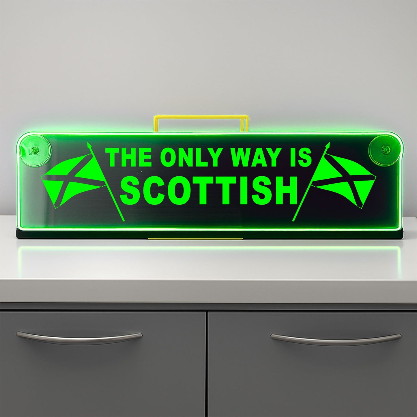 The Only Way Is Scottish Window LED Mirror Light – Customisable RGB Display