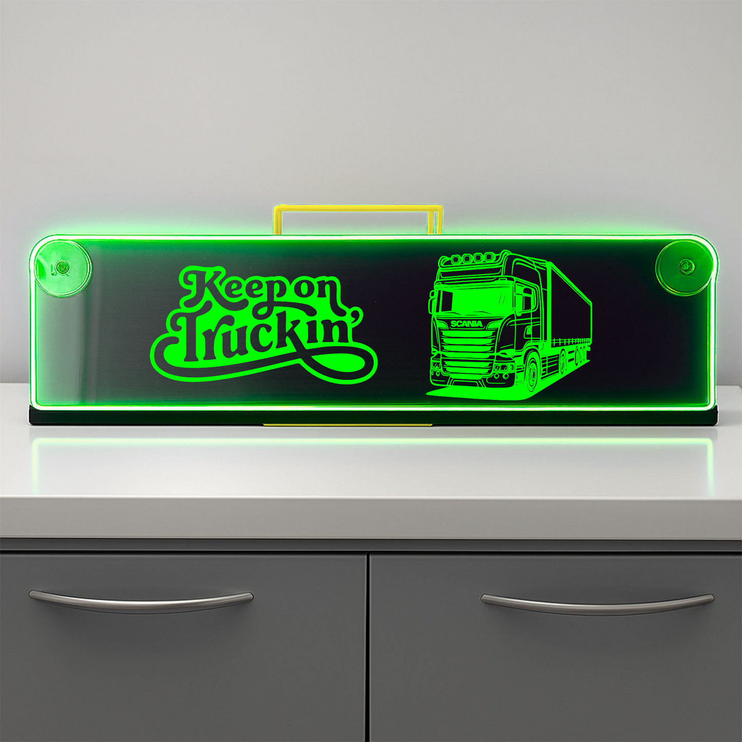 Scania truck keep on truckin Window LED Mirror Light – Customisable RGB Display
