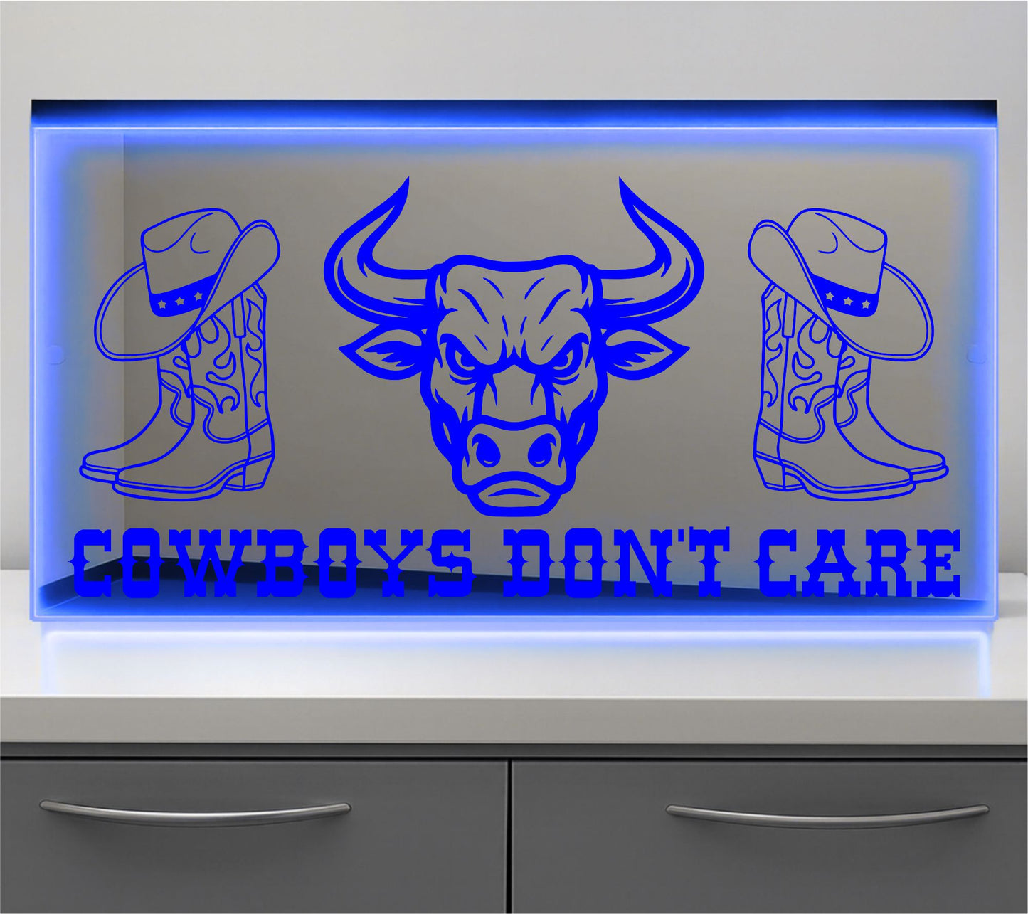 Cowboys Dont Care Bulkhead LED Mirror Light – Customisable RGB Display