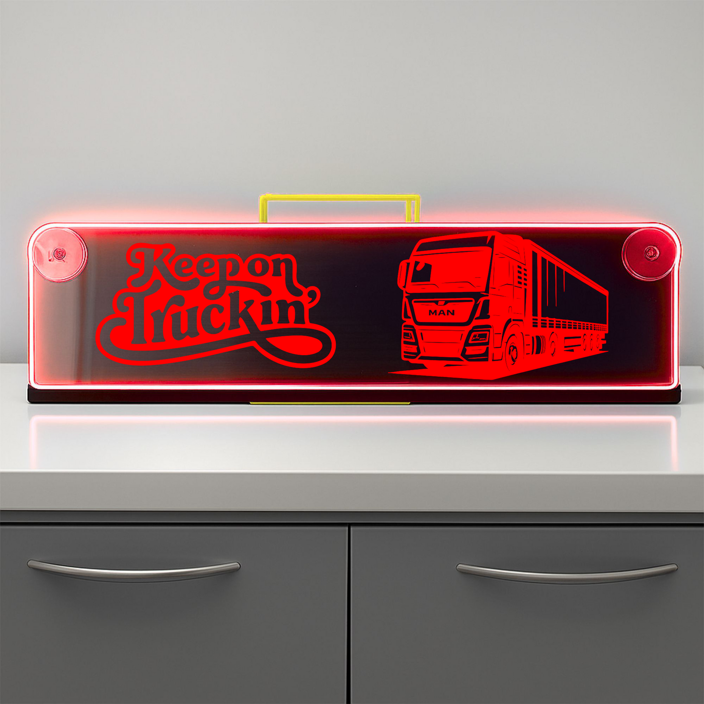 Man truck Keep on truckin Window LED Mirror Light – Customisable RGB Display