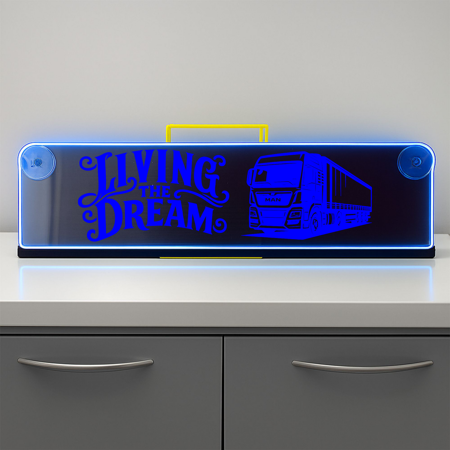Man truck Living the dream Window LED Mirror Light – Customisable RGB Display