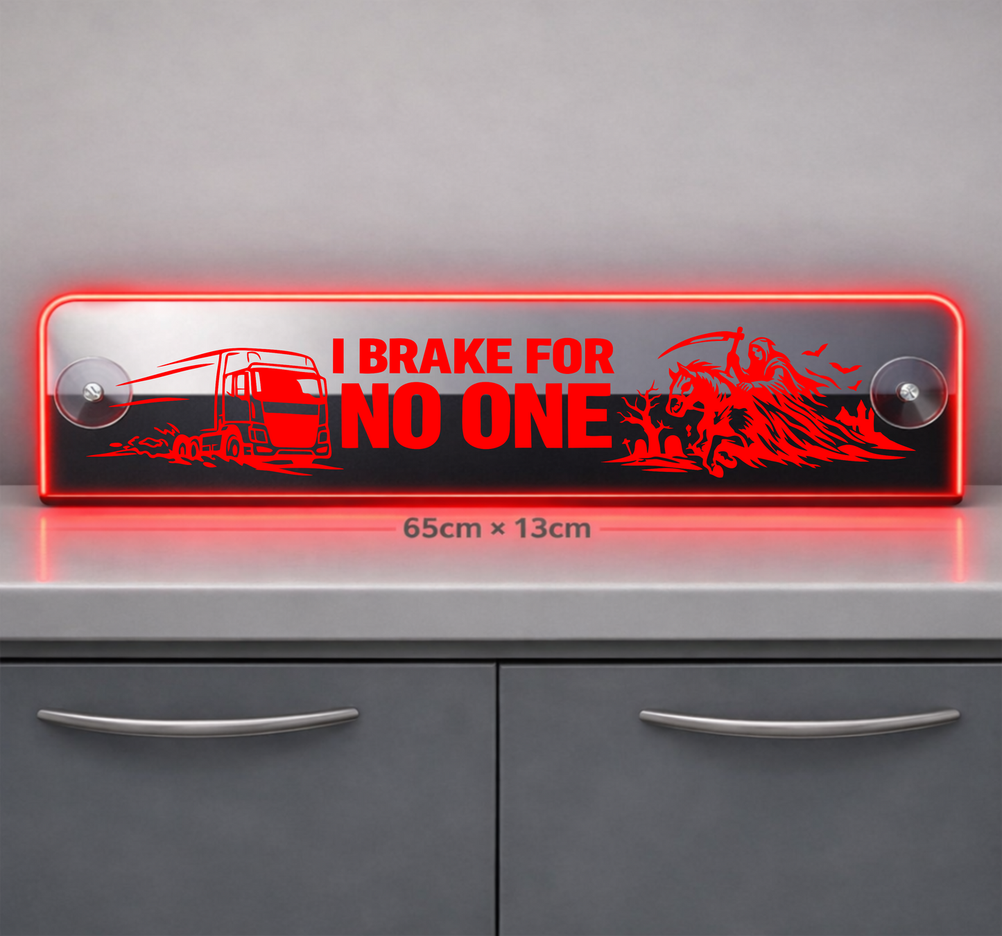 Extra Large Truck Window LED Mirror Light – Customisable RGB Display i brake for no one