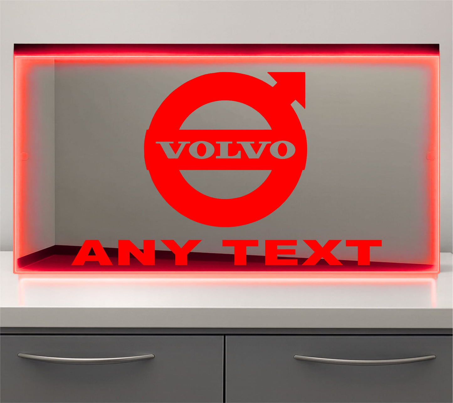 Any Text Volvo Bulkhead LED Mirror Light – Customisable RGB Display