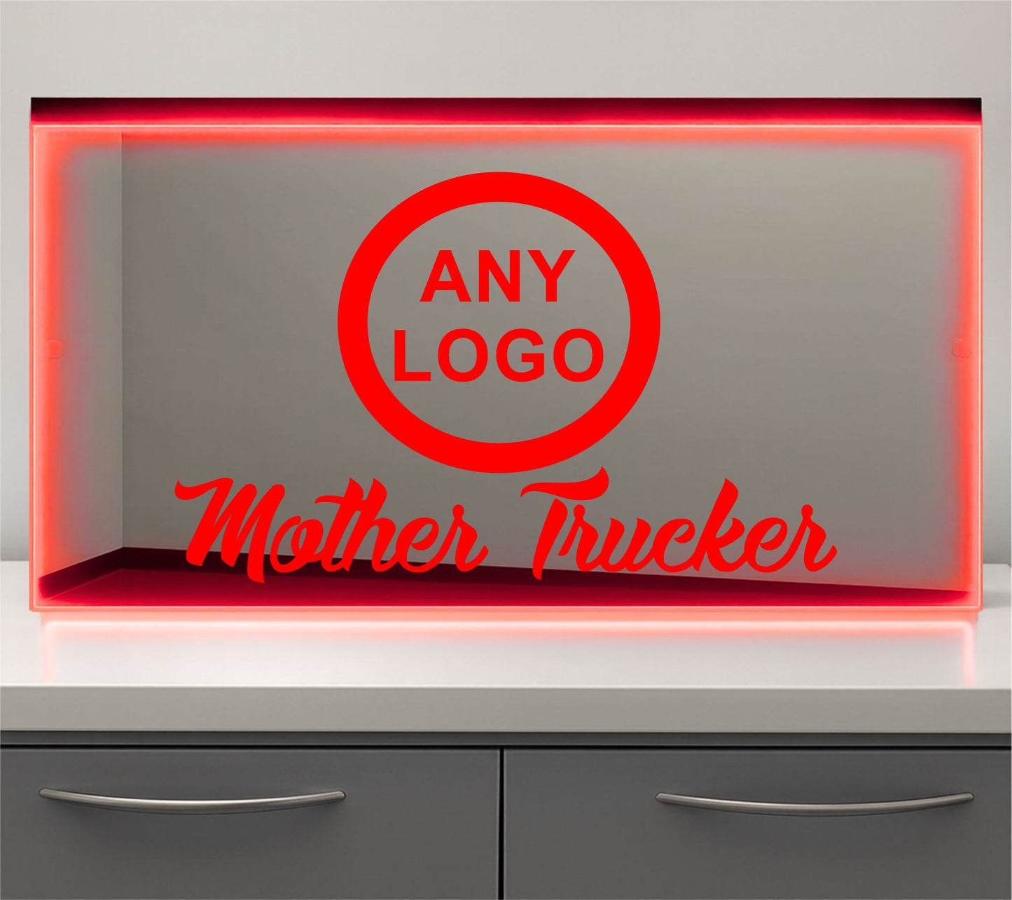 Any Logo Mother trucker Bulkhead LED Mirror Light – Customisable RGB Display