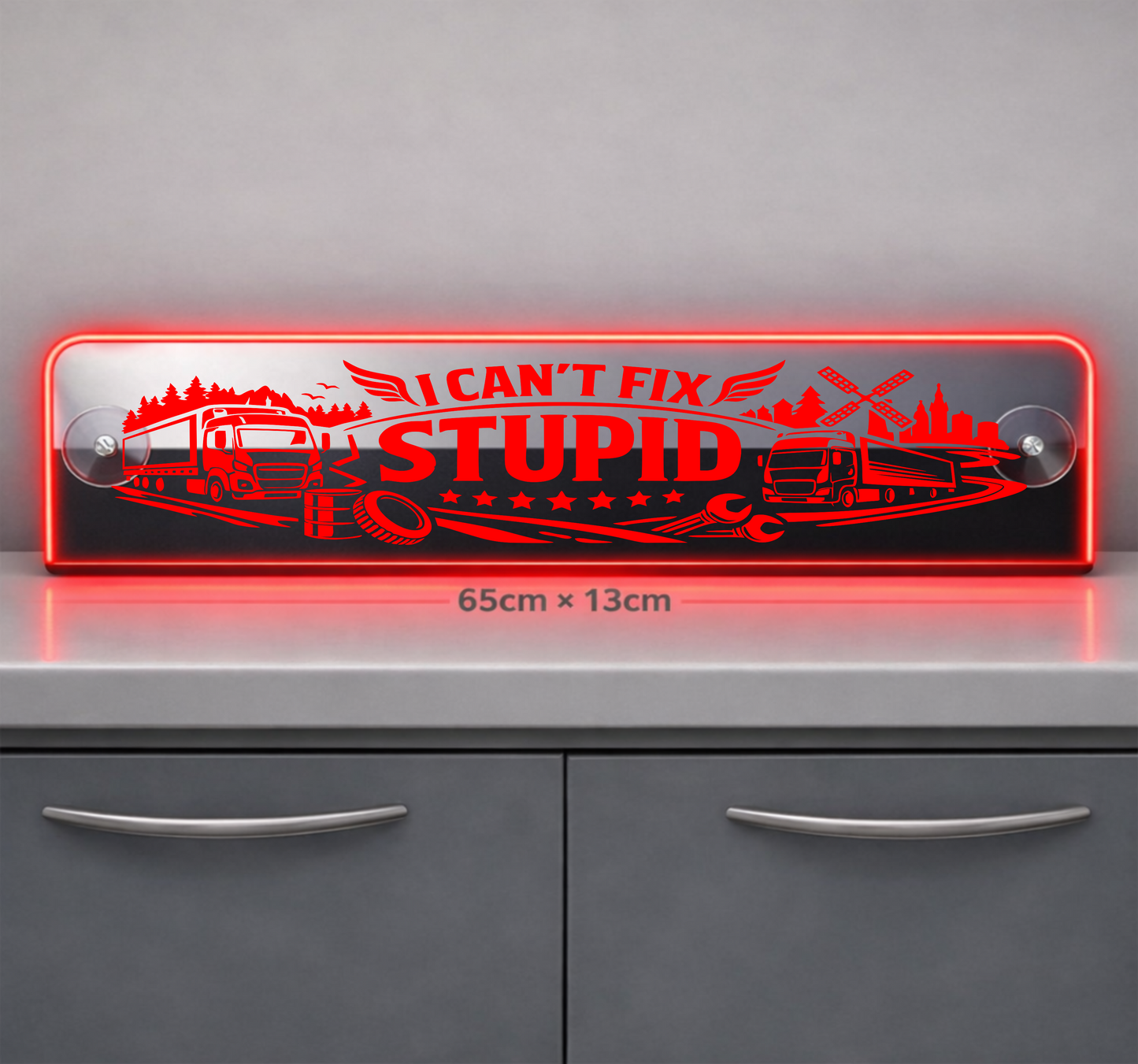 Extra Large Truck Window LED Mirror Light – Customisable RGB Display cant fix stupid