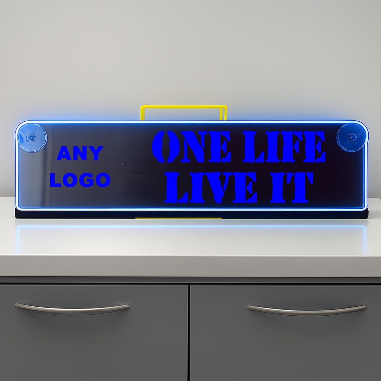 Any Logo one life live it Window LED Mirror Light – Customisable RGB Display