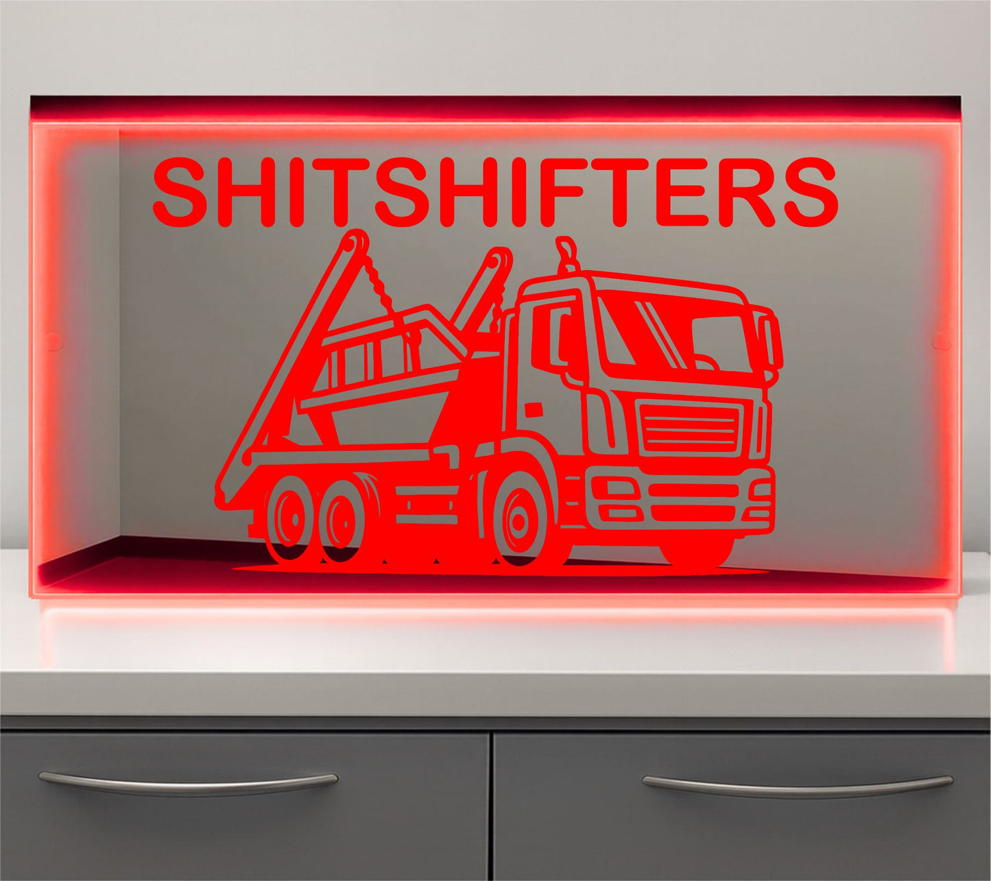 Skip Wagon any text Bulkhead LED Mirror Light – Customisable RGB Display