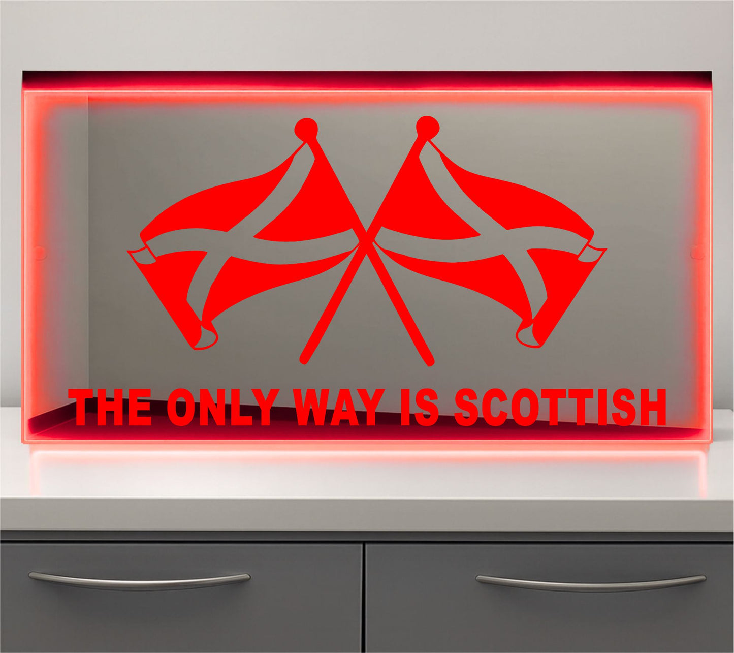 The only way is Scottish Bulkhead LED Mirror Light – Customisable RGB Display
